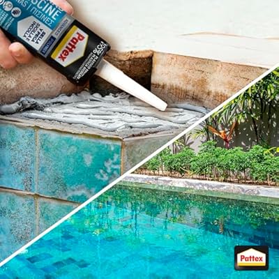 Imagen del producto - Pattex Sellador Piscinas (1 x 280 ml), polímero adhesivo sella y pega, multimaterial y fuerte, adhiere bajo el agua, apto para reparaciones en piscinas, grietas, fisuras y juntas