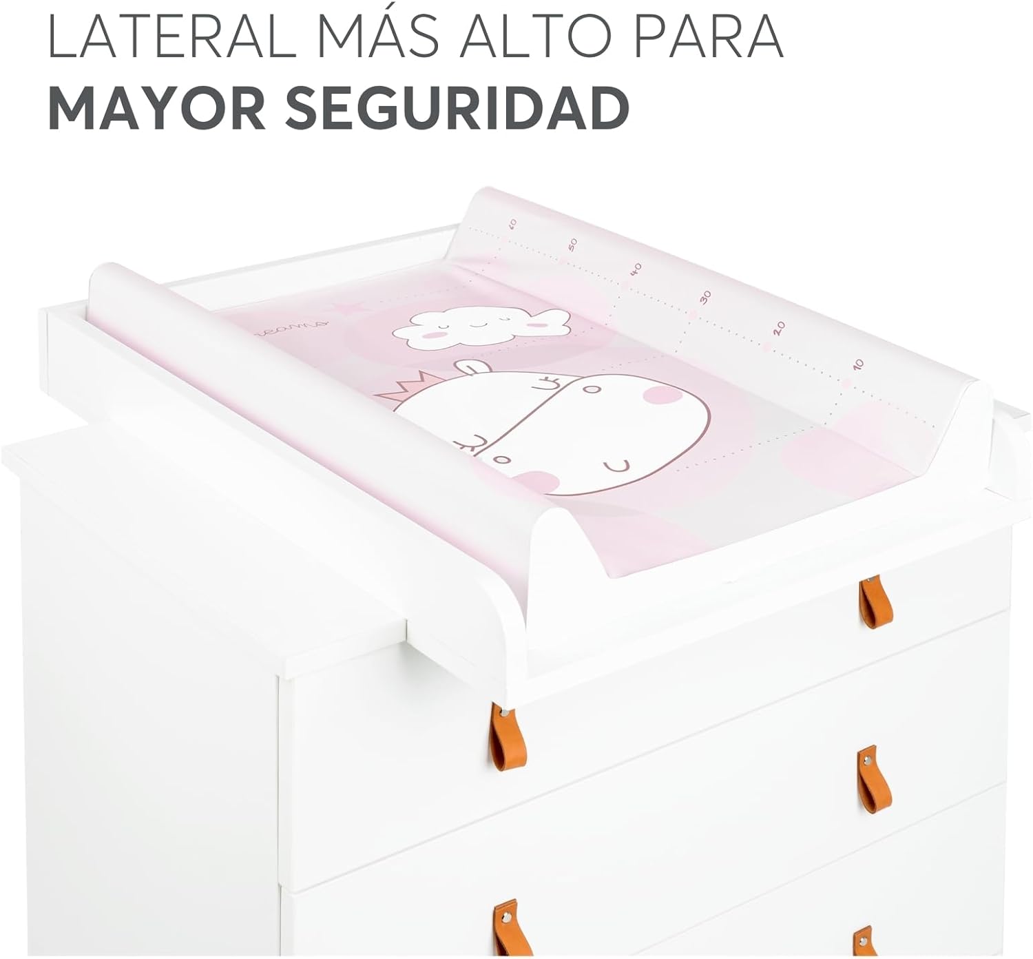 KikkaBoo Cambiador Bebé HIPPO DREAMS: Impermeable, Portátil y Suave en Rosa - 80x50 cm