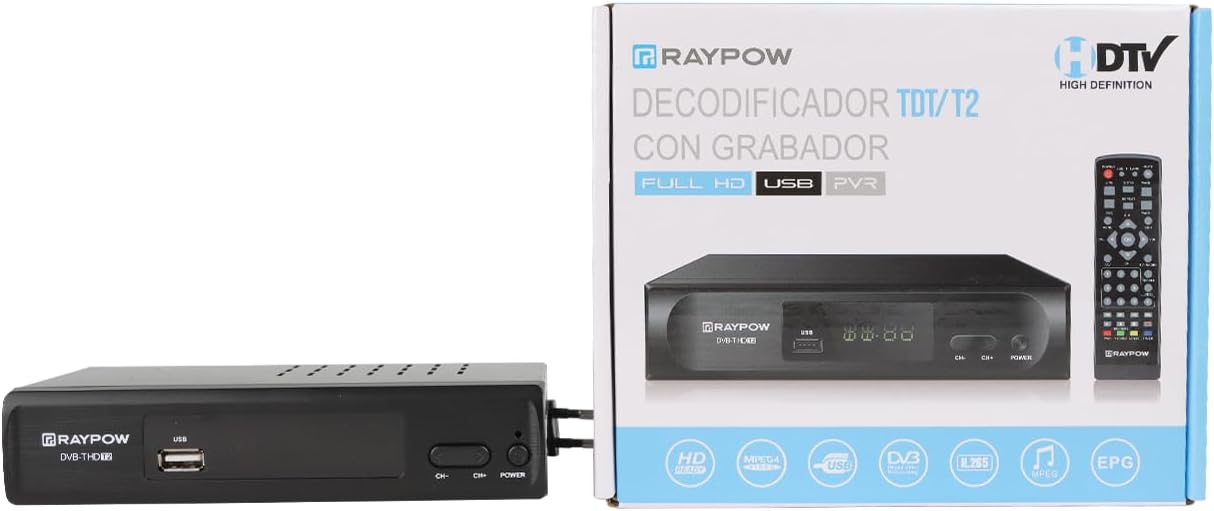 Imagen del producto - 2024 Nuevo Español TDT Decodificador TV DVB-T T2 H265 HEVC FTA Full HD PVR, USB, HDMI, SCART, Sintonizador de TV Digital Terrestre, Receptor Digital de Alta definición Full HD 1080p