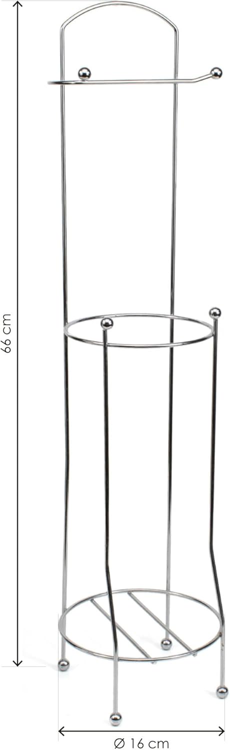 Imagen del producto - The Secret Home - Portarollos de Pie de Acero Inoxidable - Soporte de Pie para Papel Higiénico con/sin Escobillero - Organizador de Baño sin Instalación (Modelo 1 (sin escobillero))