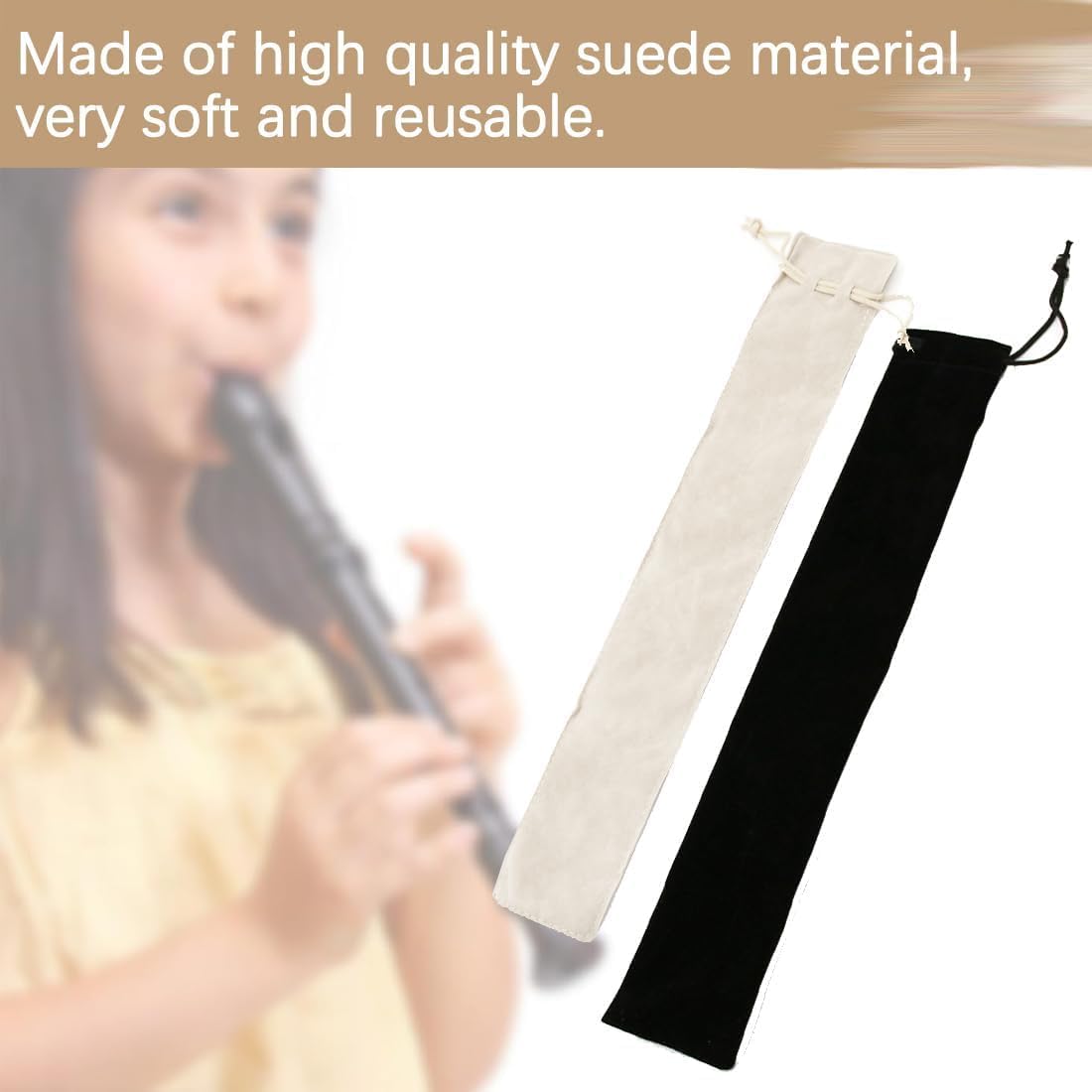 Imagen del producto - YHIJSR 2 Piezas Recorder Bolsa,Estuche para Flautas, Estuche para Flauta Dulce Soprano, Bolsas de Terciopelo con cordón