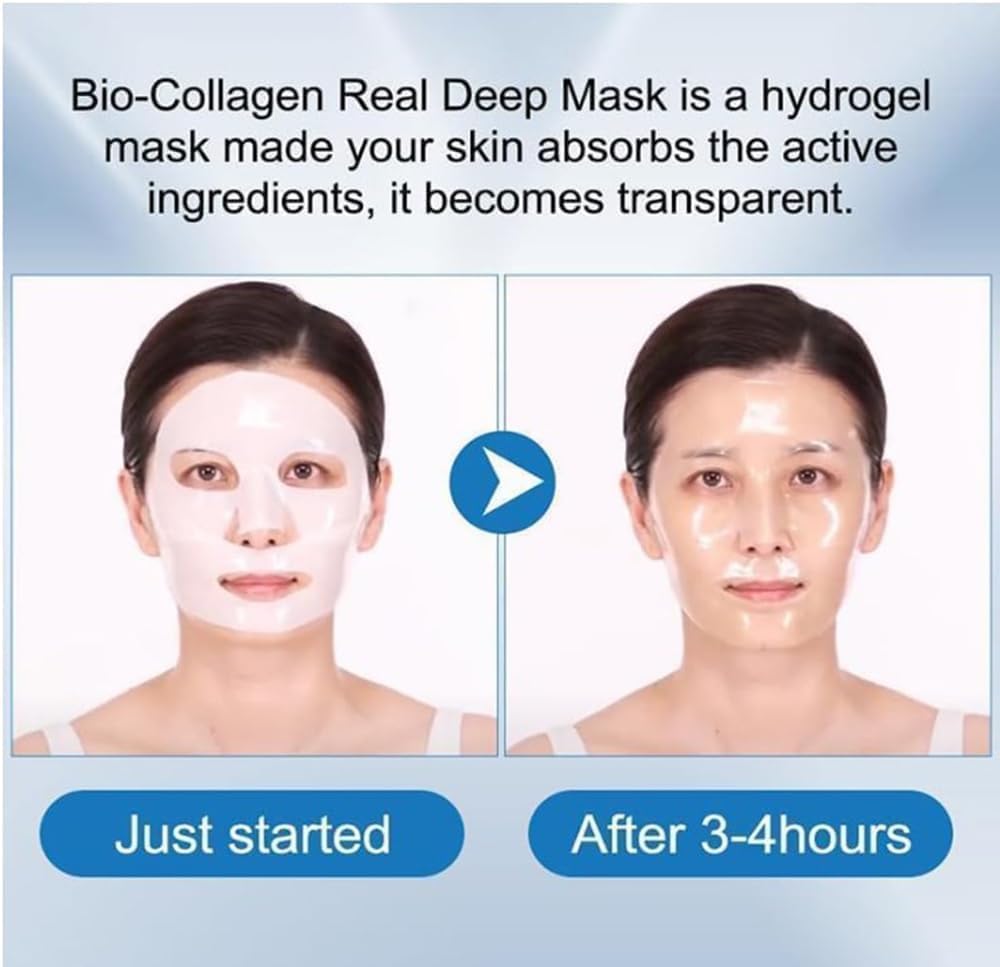 Imagen del producto - 4Pcs Bio Collagen Mask,Mascarilla de Colageno,Mascarilla Bio Colágeno Noche,Collagen Real Deep BioMask,Iluminar el Color de La Piel,Reducir las Líneas Finas,Hidratante