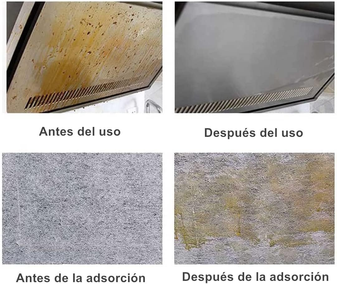 Imagen del producto - Filtro plano de campana extractora, 4 piezas (1 año de limpieza) Filtro campana extractora Antigrasa y Antiolores, 60x45 cm 1 mm de espesor, recortable para ajuste perfecto