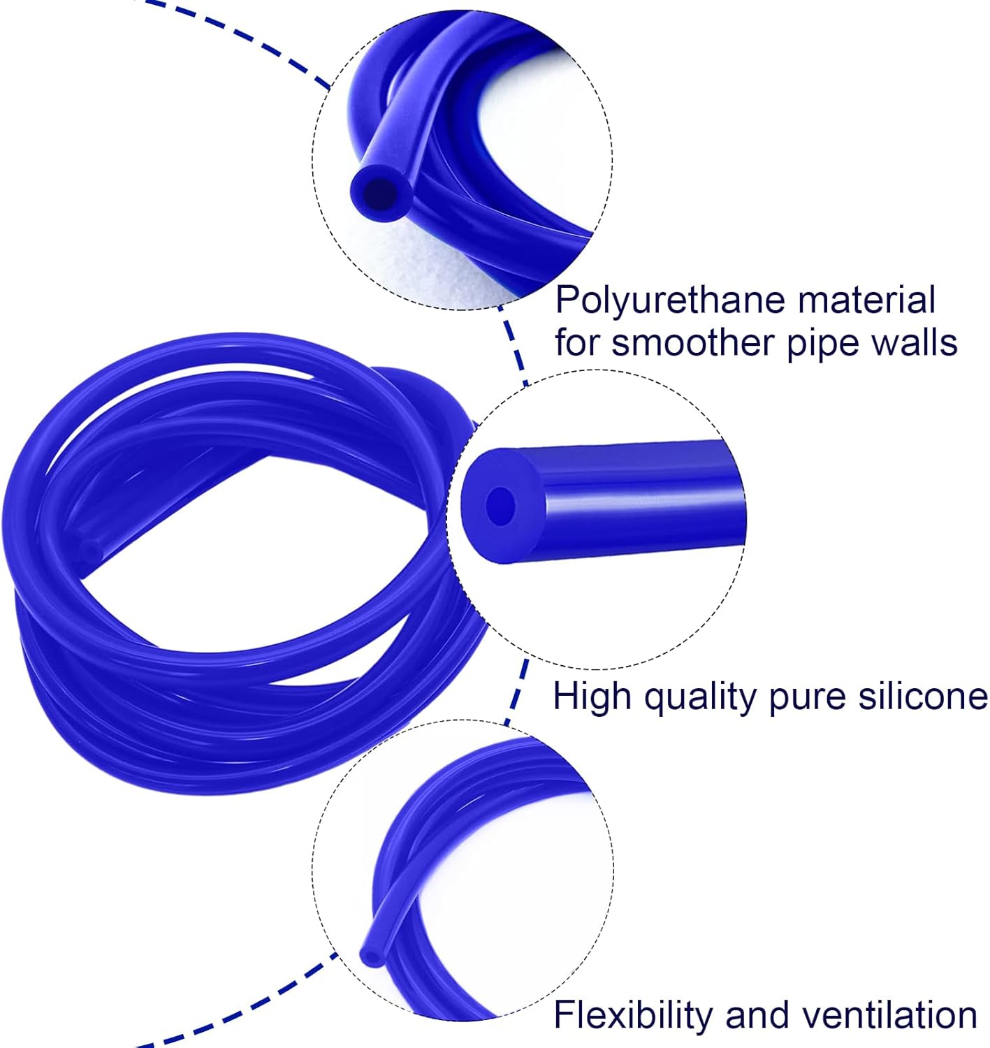 Manguera de Silicona Manguera de Silicona de para Automóvil Tubo de Vacío de Silicona 5 Metros Tubo de Silicona Universal Azul Para todos los accesorios de aire, vacío o entrada salida (azul 3mm)