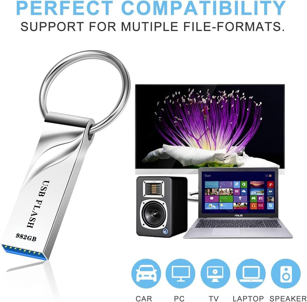 Imagen del producto - Copdorn Memoria USB 982GB Pendrive USB 3.0 Impermeable Pen Drive Alta Velocidad Memory Stick Metal Disco Duro Externo 982GB para Computadora Tableta Ordenador Portátil con Llavero