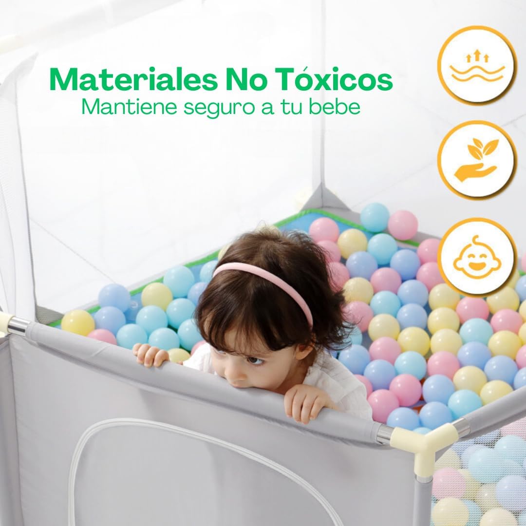 Imagen del producto - Parque Infantil Bebe | Corralito Bebe | Seguro y Resitente | Parque Bebe | Incluye Alfombra, Agarre, Canasta y Bolsa de Transporte | Parque Infantil | Antideslizante | Fácil de Montar