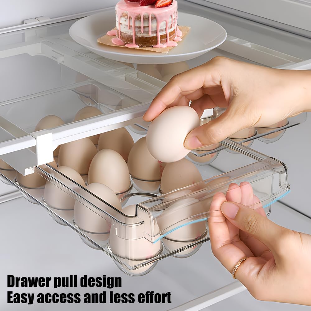 Imagen del producto - Organizador Nevera, Dispensador de Huevos Para Nevera, Huevera, Puede Contener Hasta 15 Huevos, Diseño Transparente Para un Almacenamiento Ordenado en su Refrigerador (30,5 x 19,8 x 9,5 cm)