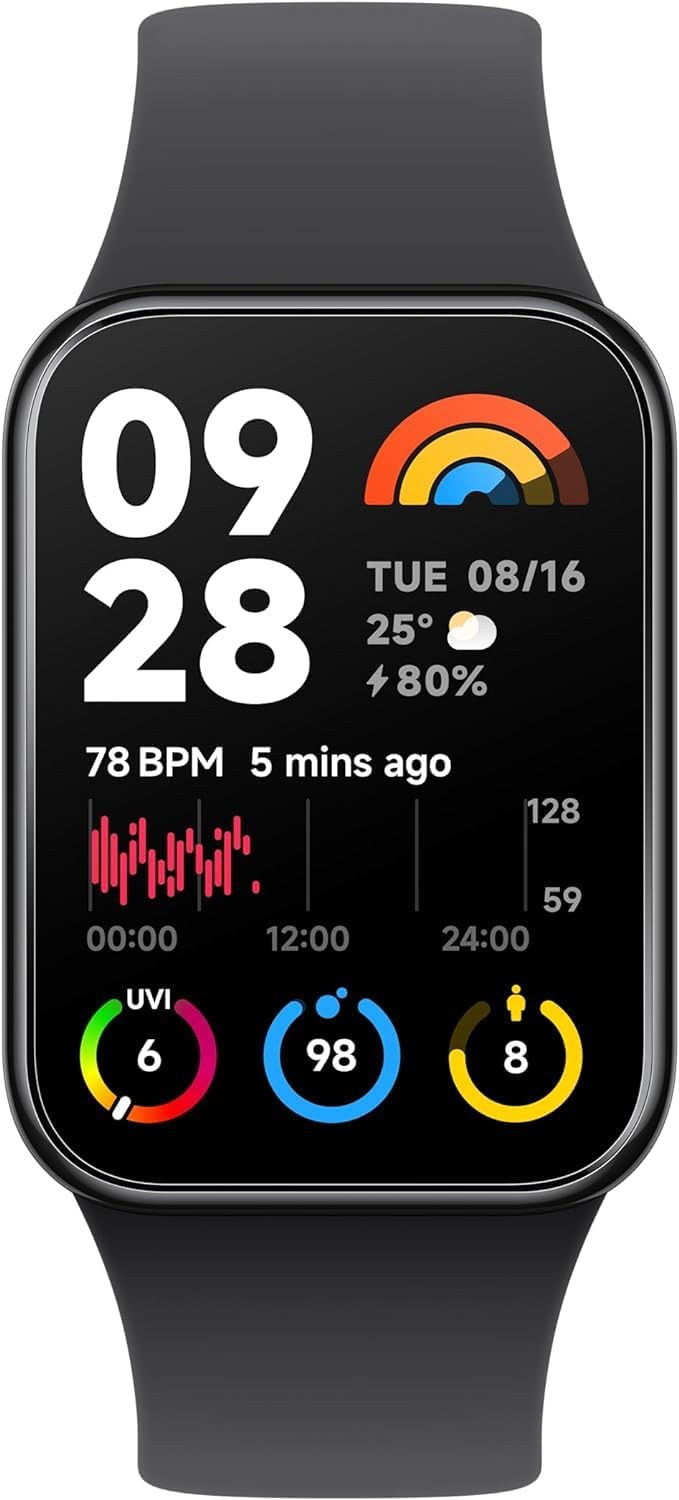 Imagen del producto - Xiaomi Mi Smart Band 8 Pro - Pulsera de Actividad, Pantalla AMOLED de 1.74", Cuerpo Ligero y Ultrafino de 9.99 mm, 150 Modos Deportivos, SpO2, 5ATM, Batería de hasta 14 días, Negro