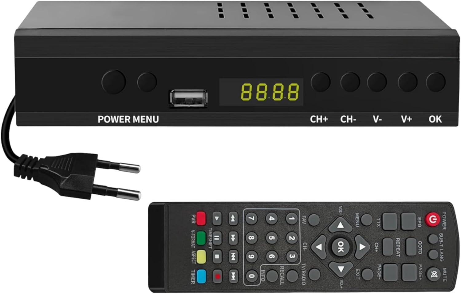 Imagen del producto - TDT Decodificador Televisión UHD DVB-T T2 O T3 Tuner MPEG-4 2 TDT HD Receptor, Sintonizador de televisión Digital Terrestre, Receptor Digital de Alta definición Full HD 1080p Dolby/MPEG-2/4 (JN 821T2)