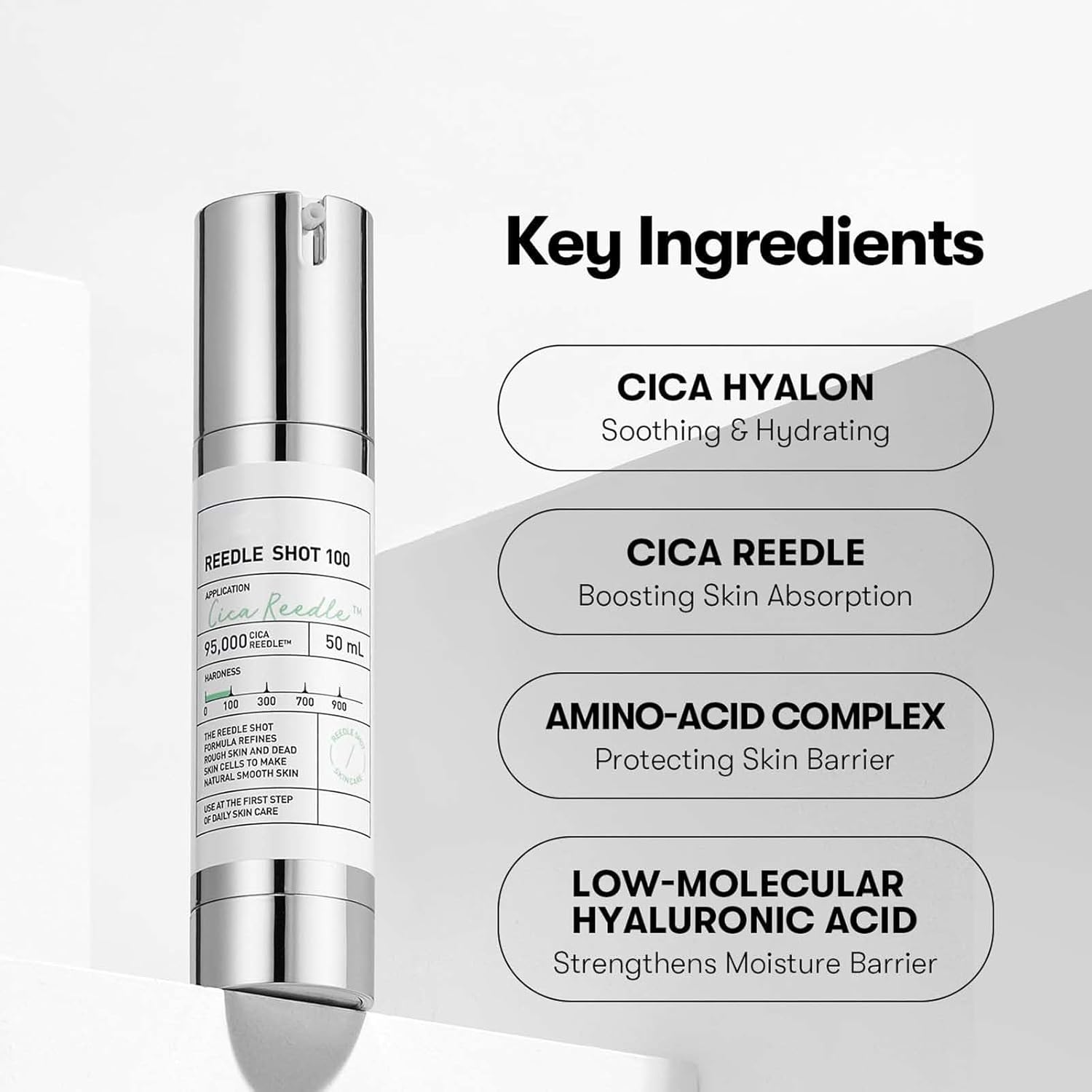 Imagen del producto - Dola22g vt~cosmetics CICA Reedle Shot 100 Esencia facial diaria para piel suave, complejo de centella, ácido hialurónico, extracto de propóleo verde para todos los tipos de piel, 50 ml