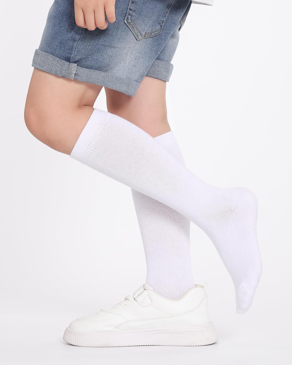 Imagen del producto - Calcetines Altos Escolares para Niñas, Medias Largas de Algodón para Uniforme y Deporte, 3 pares