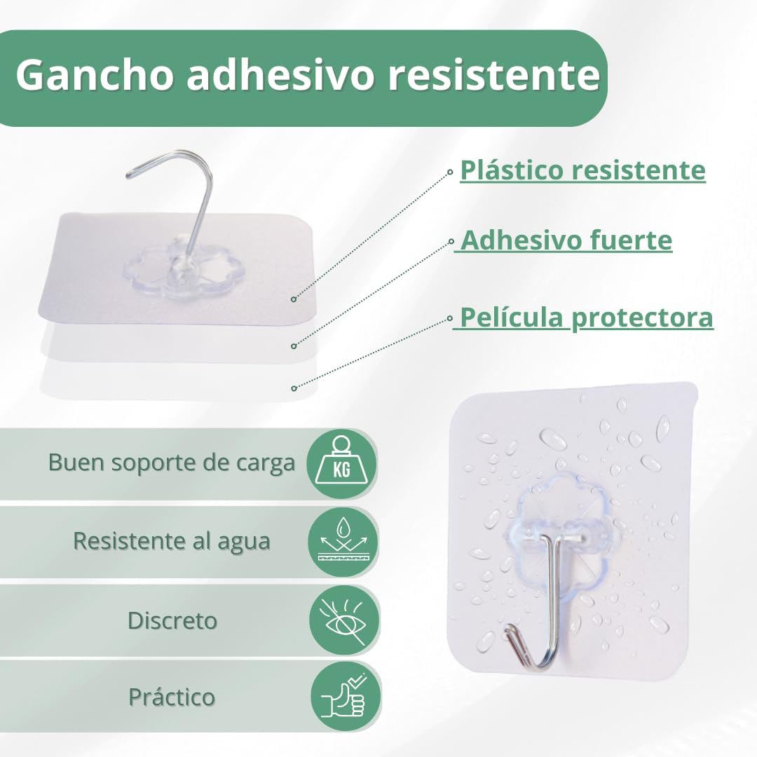 Imagen del producto - Ganchos Adhesivos para Pared. 10Pz Colgadores Adhesivos Resistentes Gancho Adhesivo Pared Perchas Adhesivas Ganchos para Colgar Cuadros Ganchos Pared Colgador Adhesivo Adhesivo Baño colgador cocina