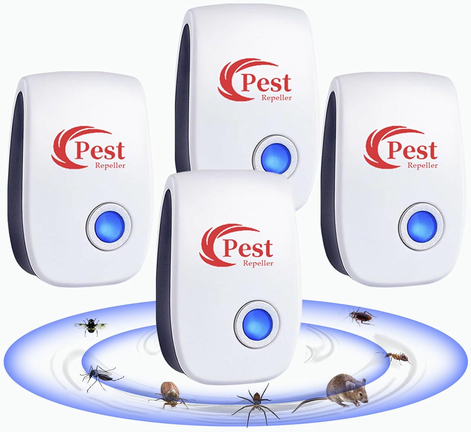 Repelente Ultrasónico de Plagas - 4 Pack: Control Electrónico de Mosquitos y Más