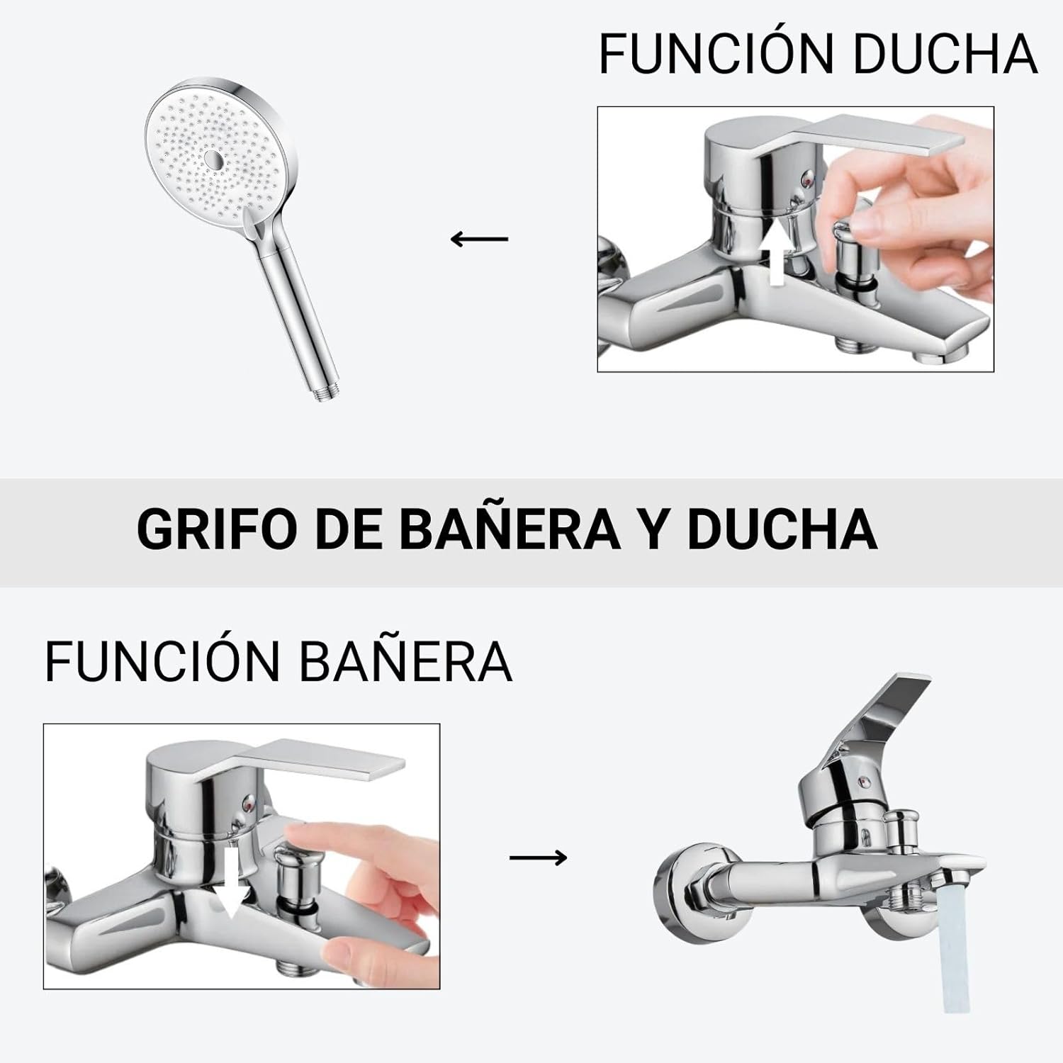 Imagen del producto - GRIFO BAÑERA Y DUCHA - GRIFO BAÑERA - GRIFO DUCHA - GRIFOS DUCHAS de BAÑO - grifo de ducha - GRIFO de ducha MONOMANDO - grifo de bañera - monomando ducha - GRIFERIA DUCHA - grifo ducha monomando