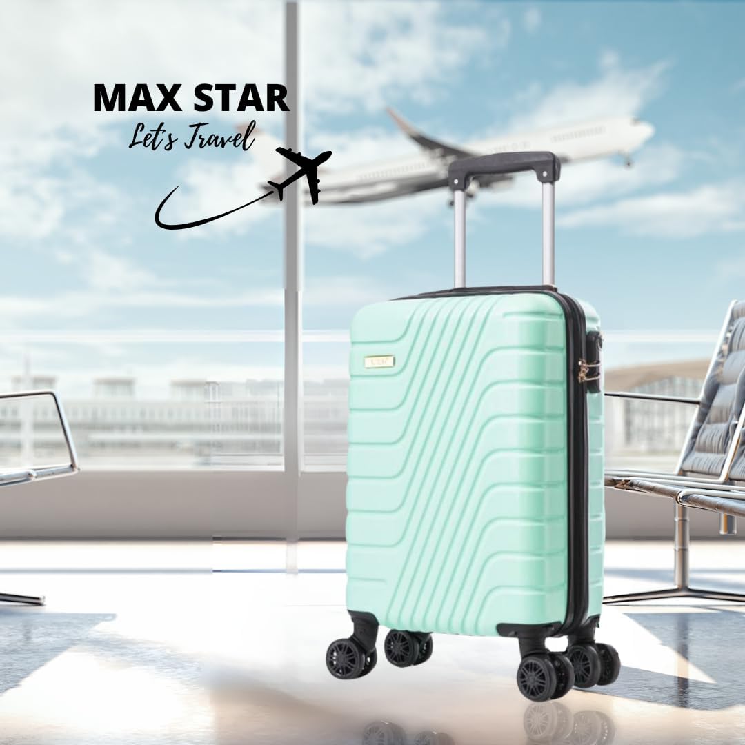 Imagen del producto - Max Star Maleta de Viaje Cabina MS-5257 XS 53x34x19cm, Resistente, Ligera, Impermeable, 4 Ruedas Dobles Giratorias 360º, Maleta de Mano Rígida, Seguridad Numérica (Turquesa)