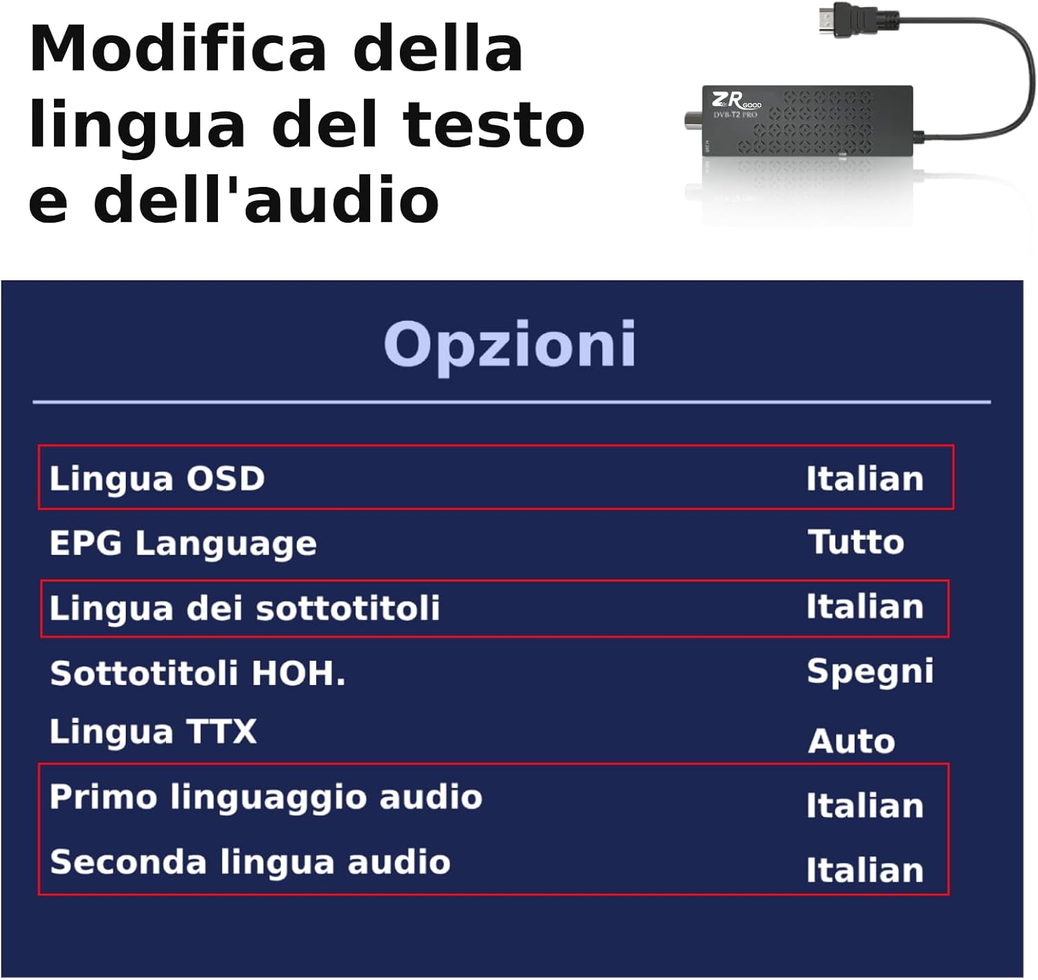 Imagen del producto - Decodificador TDT HD, Sintonizador TDT HD HDMI, DVB T2 H265 Decodificador HD, TDT HD Euroconector Full HD 1080p Soporte WiFi, Control Remoto IR 2 en 1, Dolby, PVR, LCN