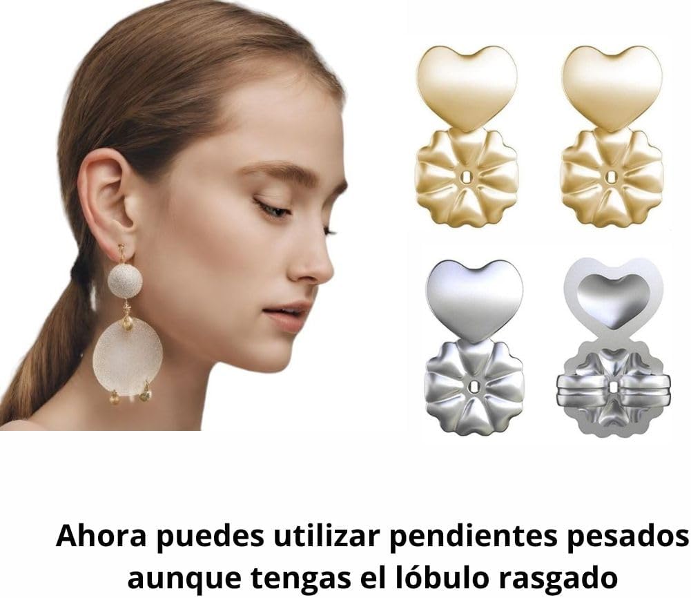 Tuercas Elevadoras LELE MAKE: Hipoalergénicas en Oro y Plata con Estuche de Regalo