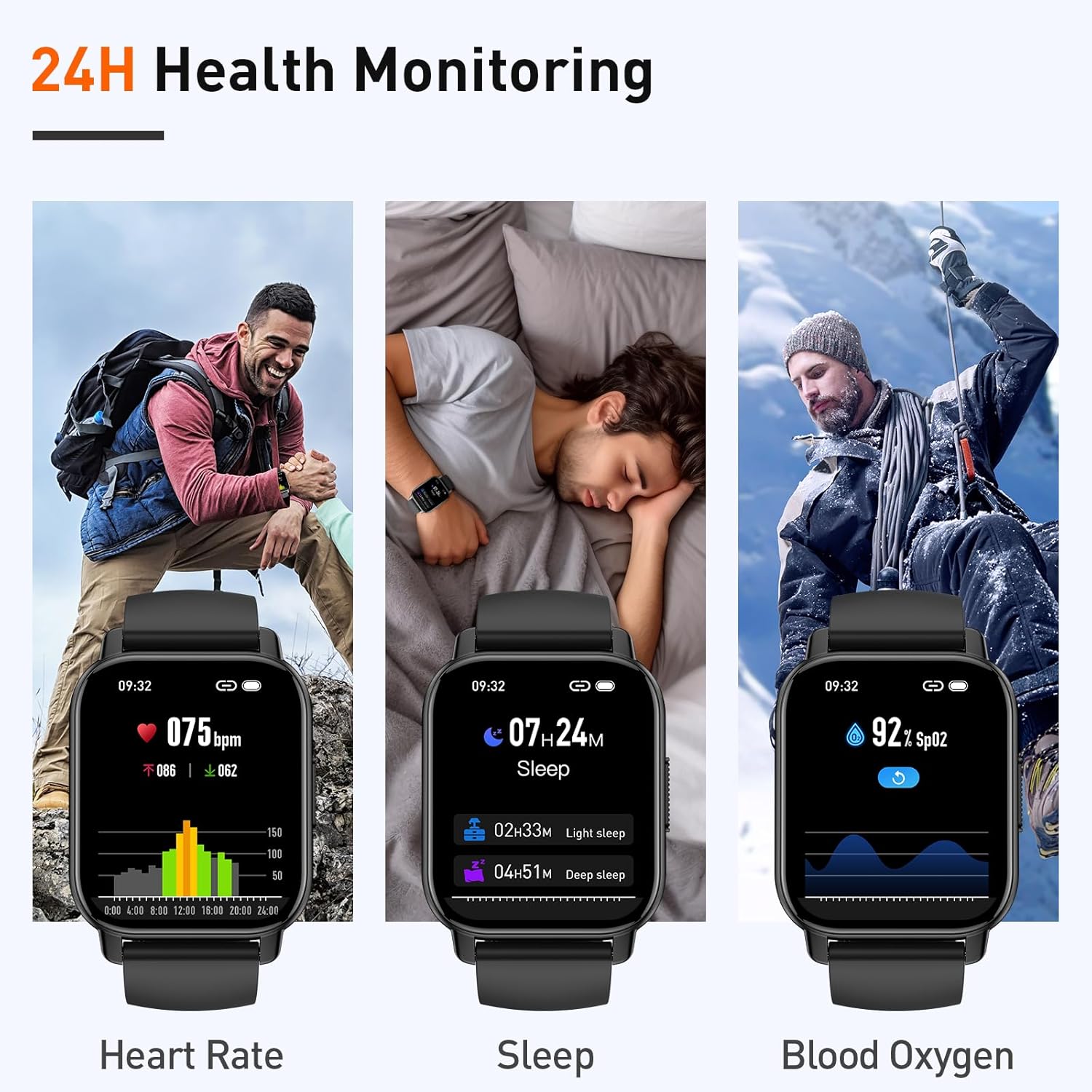 Imagen del producto - Reloj Inteligente Hombre Mujer, 1.85'' Smartwatch Hombre con Llamadas Bluetooth, 110+ Modos Deportivos Pulsera Actividad con Pulsómetro, Sueño, Impermeable IP68 Smart Watch Para iOS Android, Negro