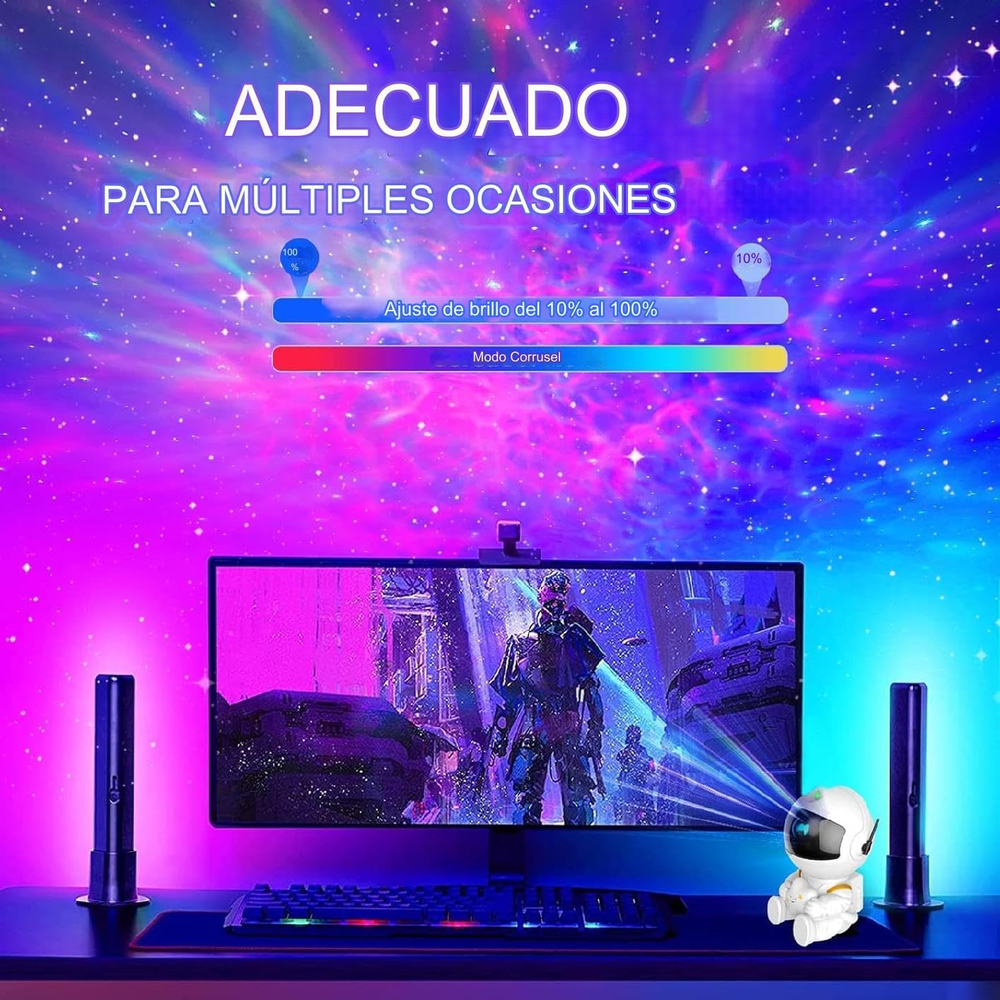 Imagen del producto - EveryKip® Astronaut Galaxy Star Projector, Luz Nocturna con Nebulosa, 8 Modos, 360° Rotación y Control Remoto, Dormitorio y Proyector de Techo, Mejores Regalos Para Niños y Adultos