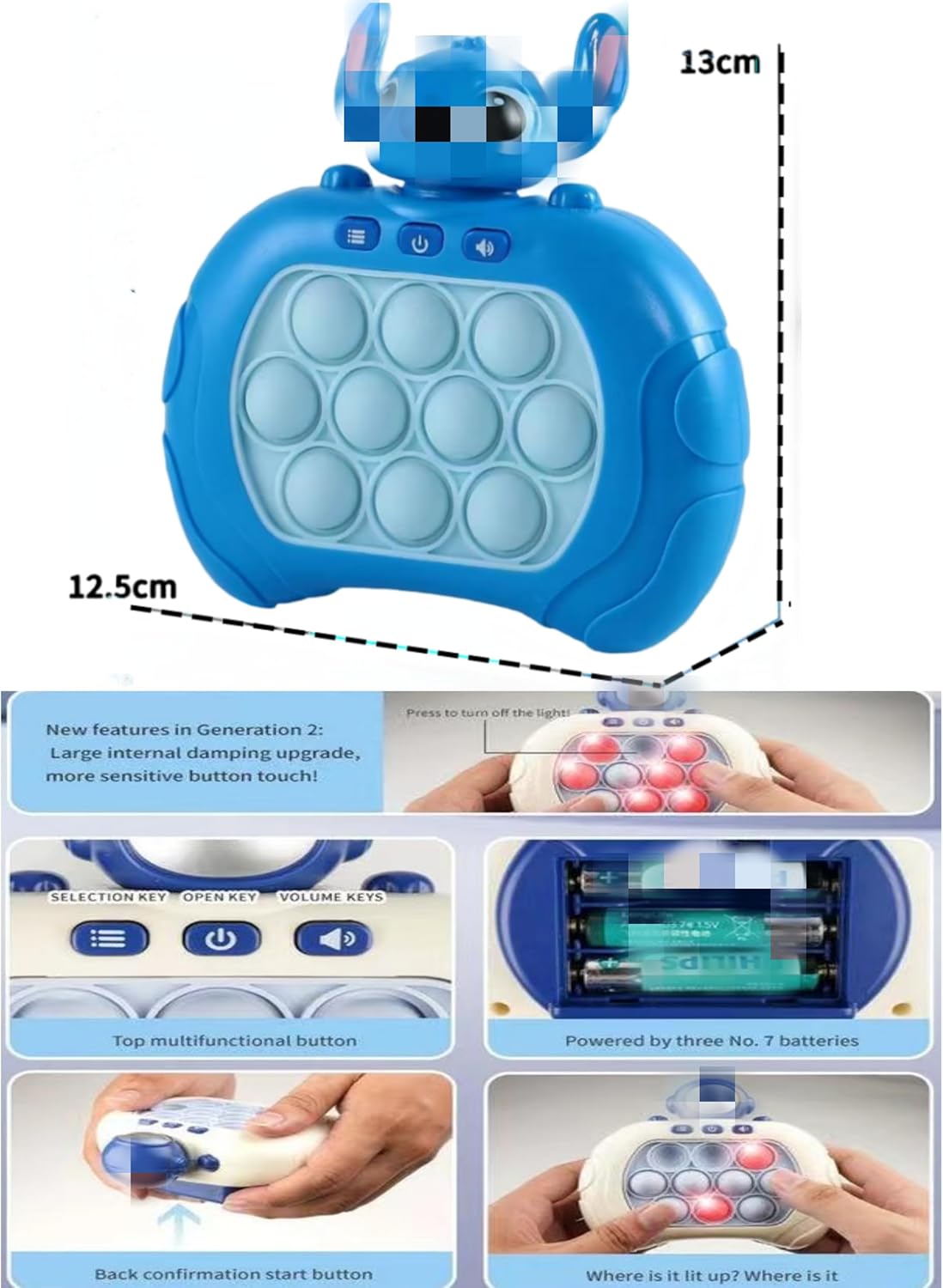 Imagen del producto - Pop It Electrónico Juguetes Quick Push Pop It Electrónico 4 Mode con Sonido y luz Juguetes sensoriales y mágicos (S-1)