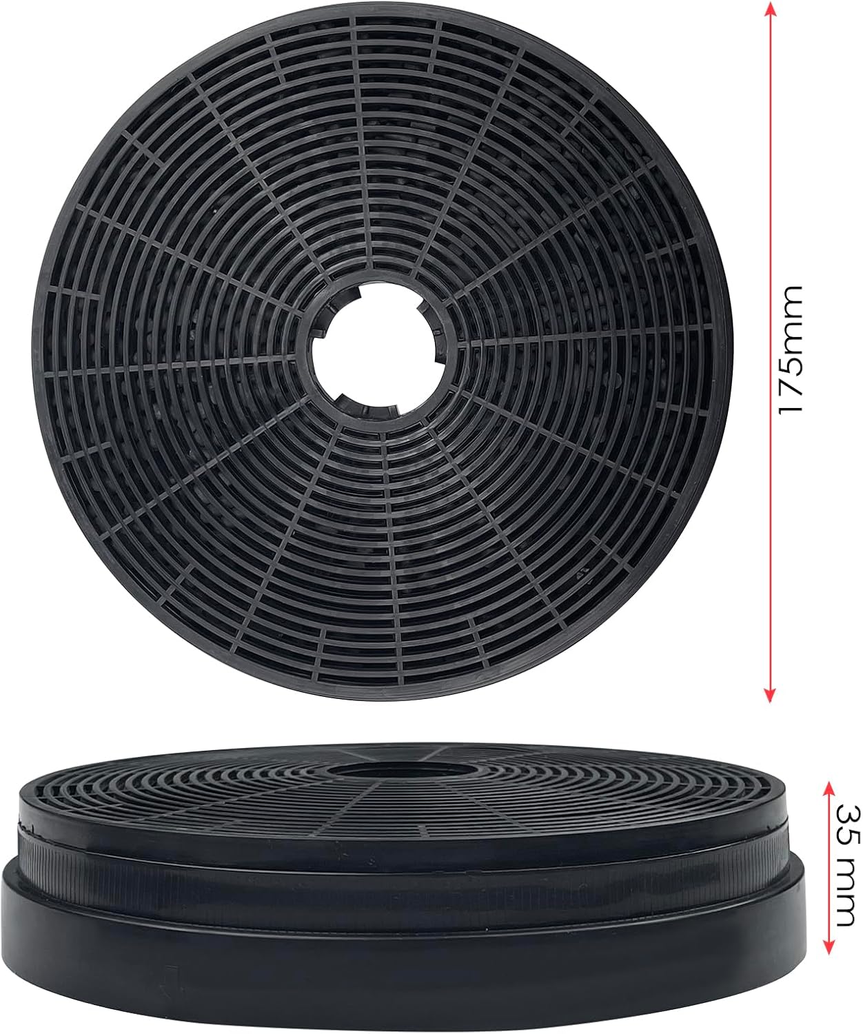 Imagen del producto - Baxcdyswe Filtro Carbono Campana Extractora, Paquete de 2 Unidades 175 mm Diámetro Filtros de Carbón Activo Repuesto para Respekta Miz0031, Klarstein, Pkm Co4 Alta Durabilidad