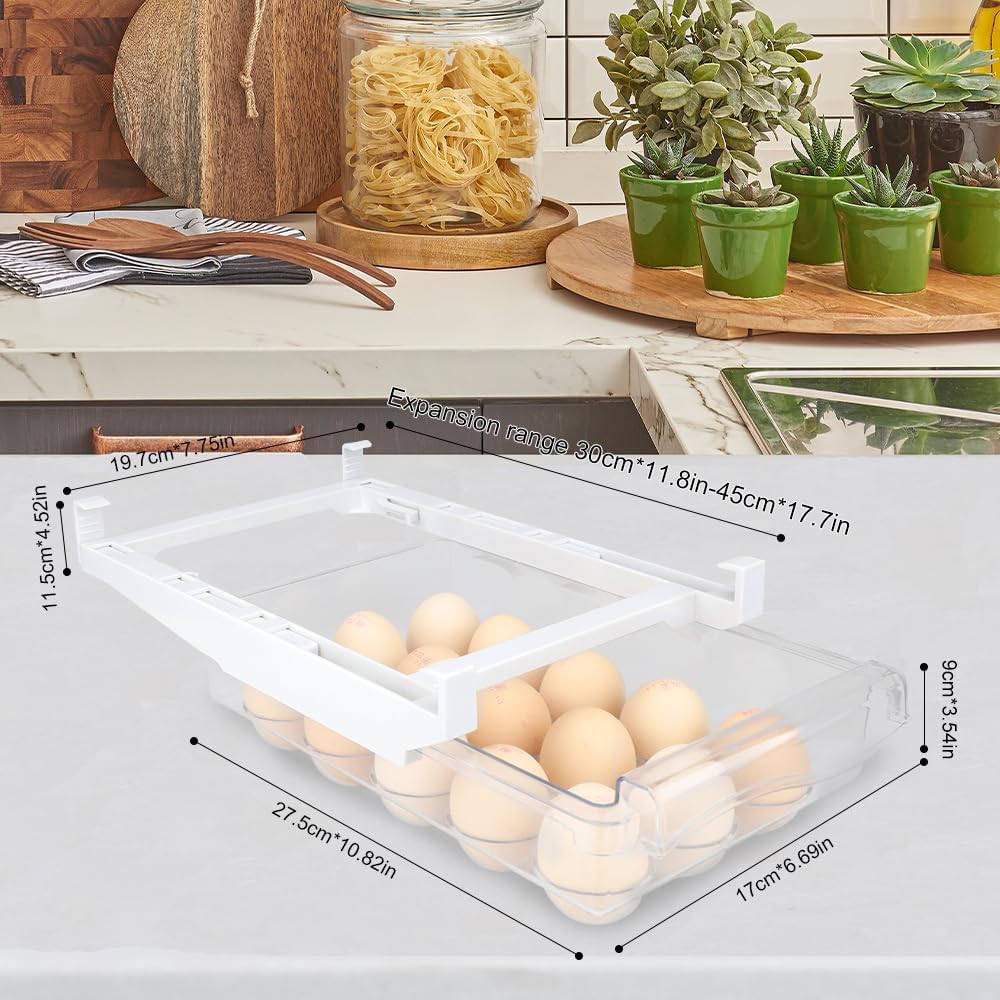 Imagen del producto - Organizador Nevera, Dispensador de Huevos Para Nevera, Huevera, Puede Contener Hasta 15 Huevos, Diseño Transparente Para un Almacenamiento Ordenado en su Refrigerador (30,5 x 19,8 x 9,5 cm)