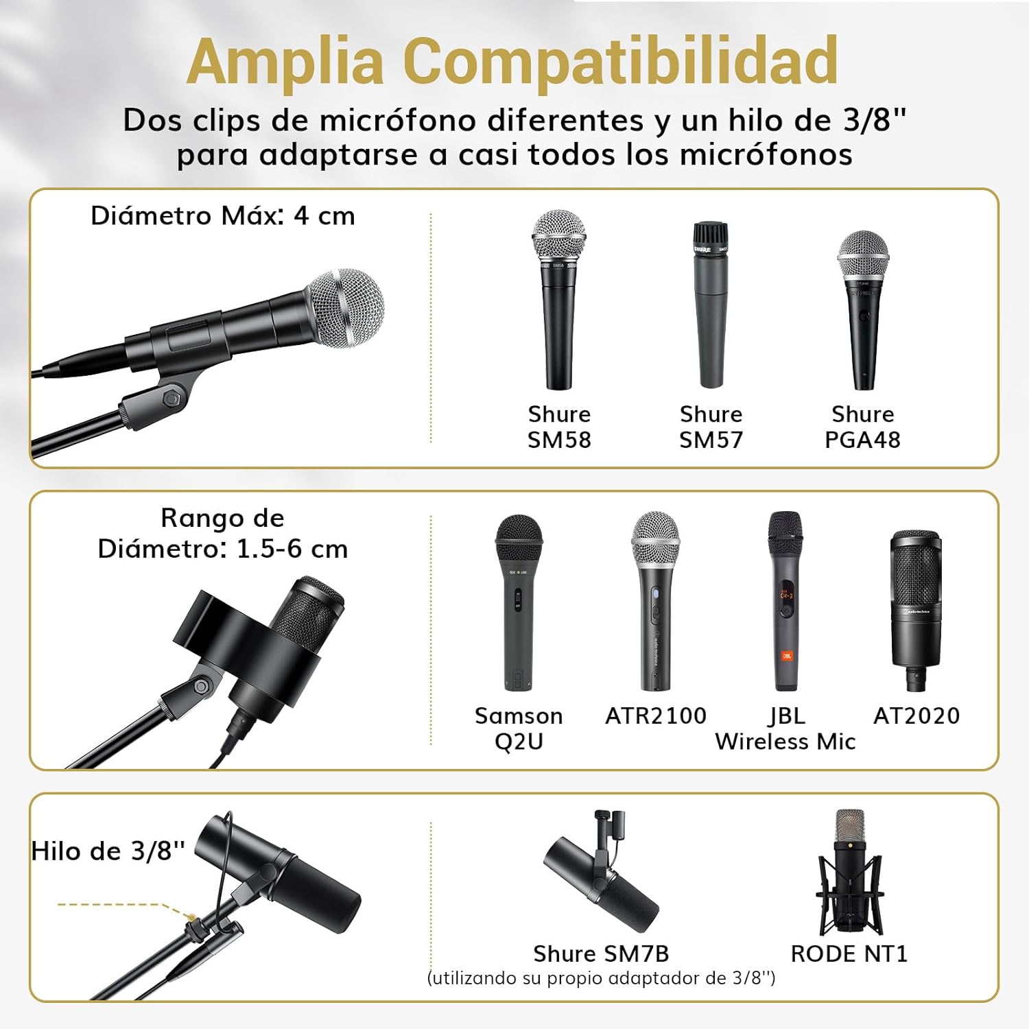 Imagen del producto - TONOR Soporte de Micrófono con Soporte para Tableta y Móvil, Trípode para Suelo, Altura y ángulo Ajustables, Soporte Resistente con Bolsa de Transporte, Compatible con Blue Yeti, Shure SM58, T35