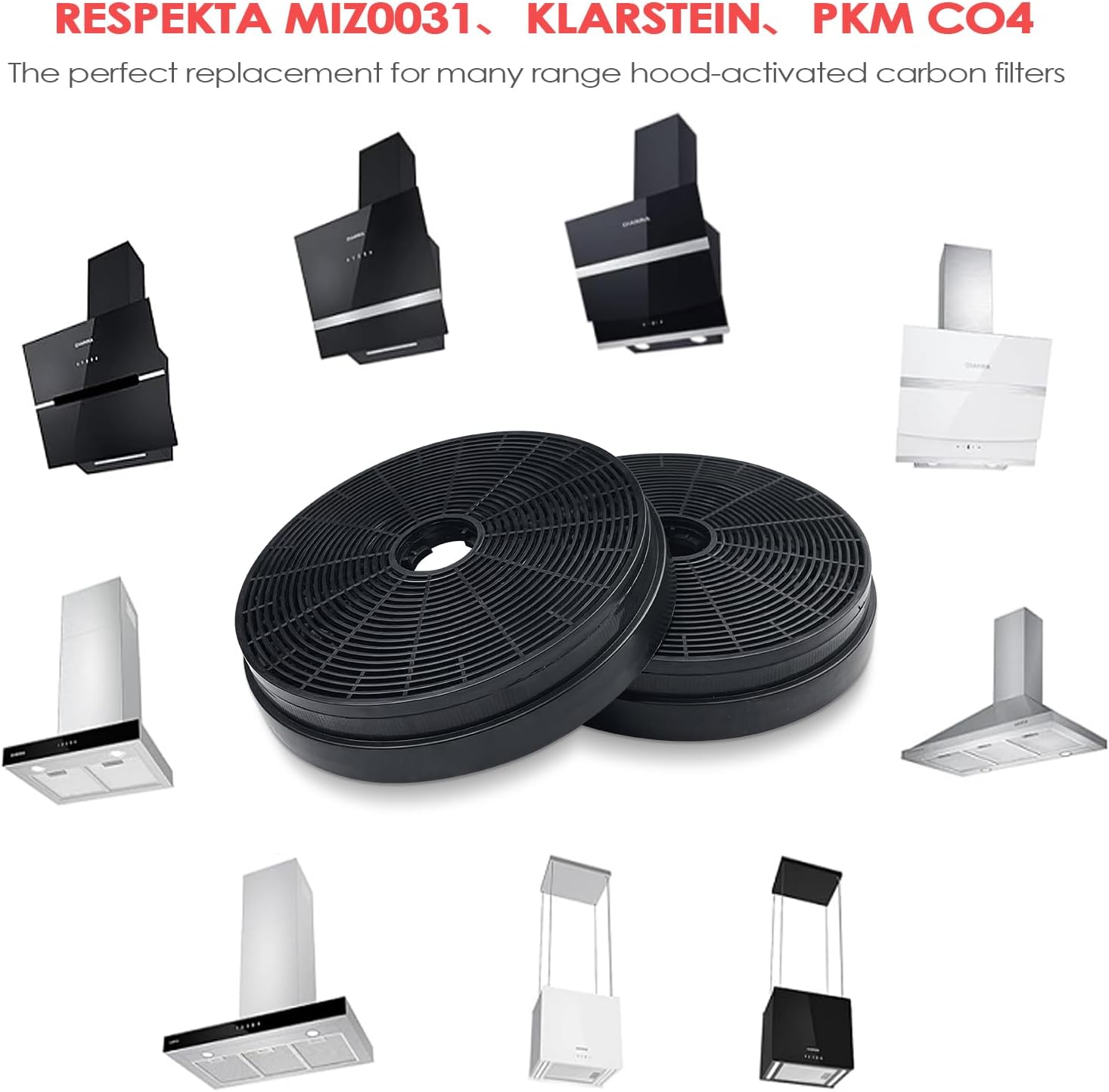 Imagen del producto - Baxcdyswe Filtro Carbono Campana Extractora, Paquete de 2 Unidades 175 mm Diámetro Filtros de Carbón Activo Repuesto para Respekta Miz0031, Klarstein, Pkm Co4 Alta Durabilidad