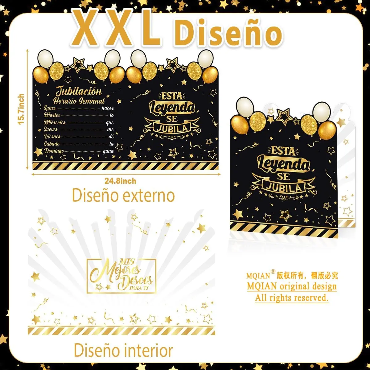 XXL Tarjeta Felicitacion Jubilacion Español Grande (A2), Regalos Originales Para Jubilacion, Tarjeta Despedida Trabajo, Grande Tarjeta Despedida Compañero Trabajo, Regalo Feliz Jubilacion