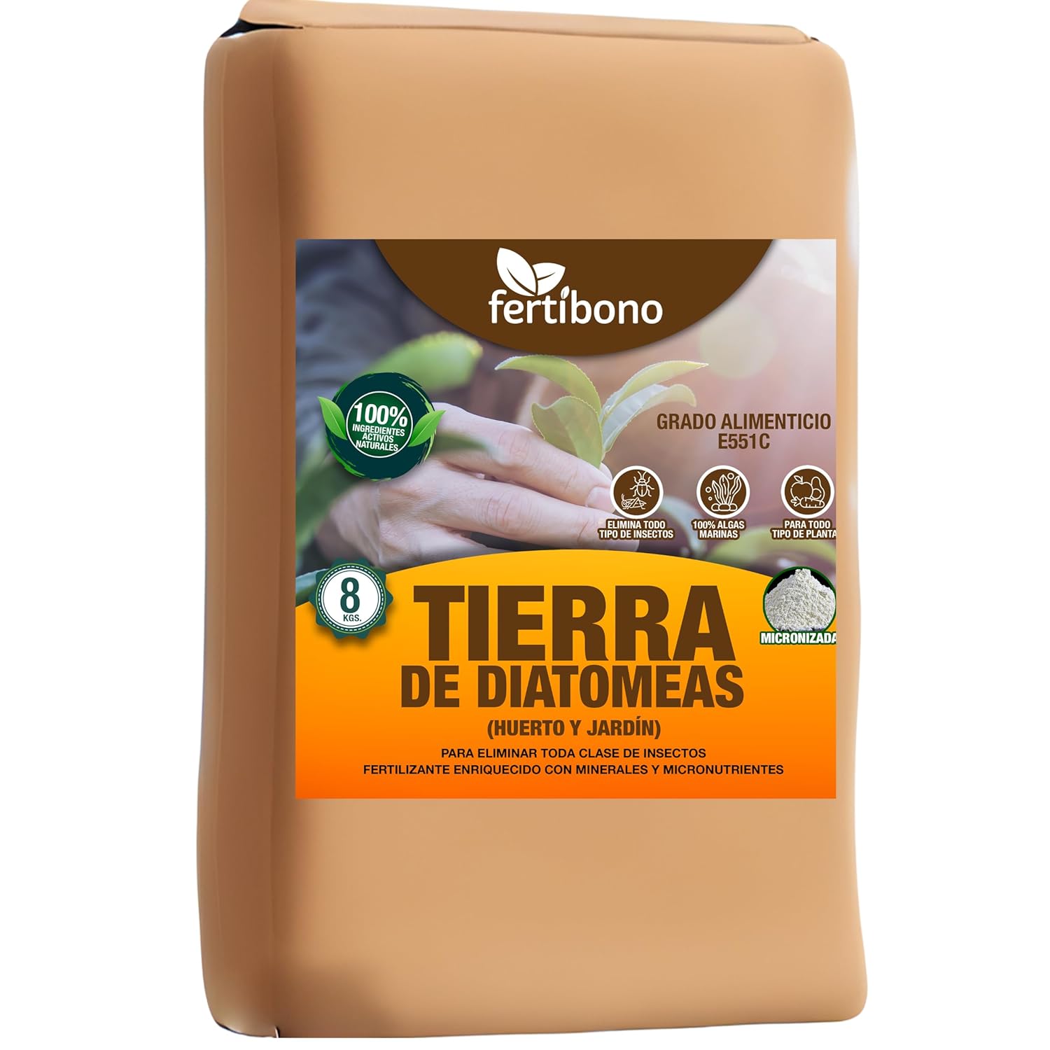 Fertibono Tierra Diatomeas Ultra Micronizada 8kg - Ideal para Pulverizadores y Uso Alimentario