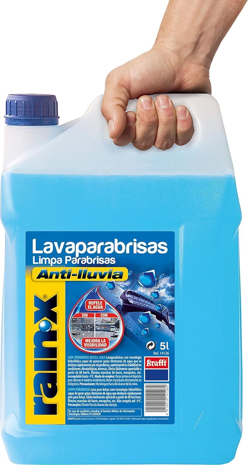 Imagen del producto - Rain-X Líquido Lavaparabrisas 5 L y 2 en 1 Tratamiento Antilluvia Parabrisas y Limpiacristales con Efecto Repelente de Agua 500 ml