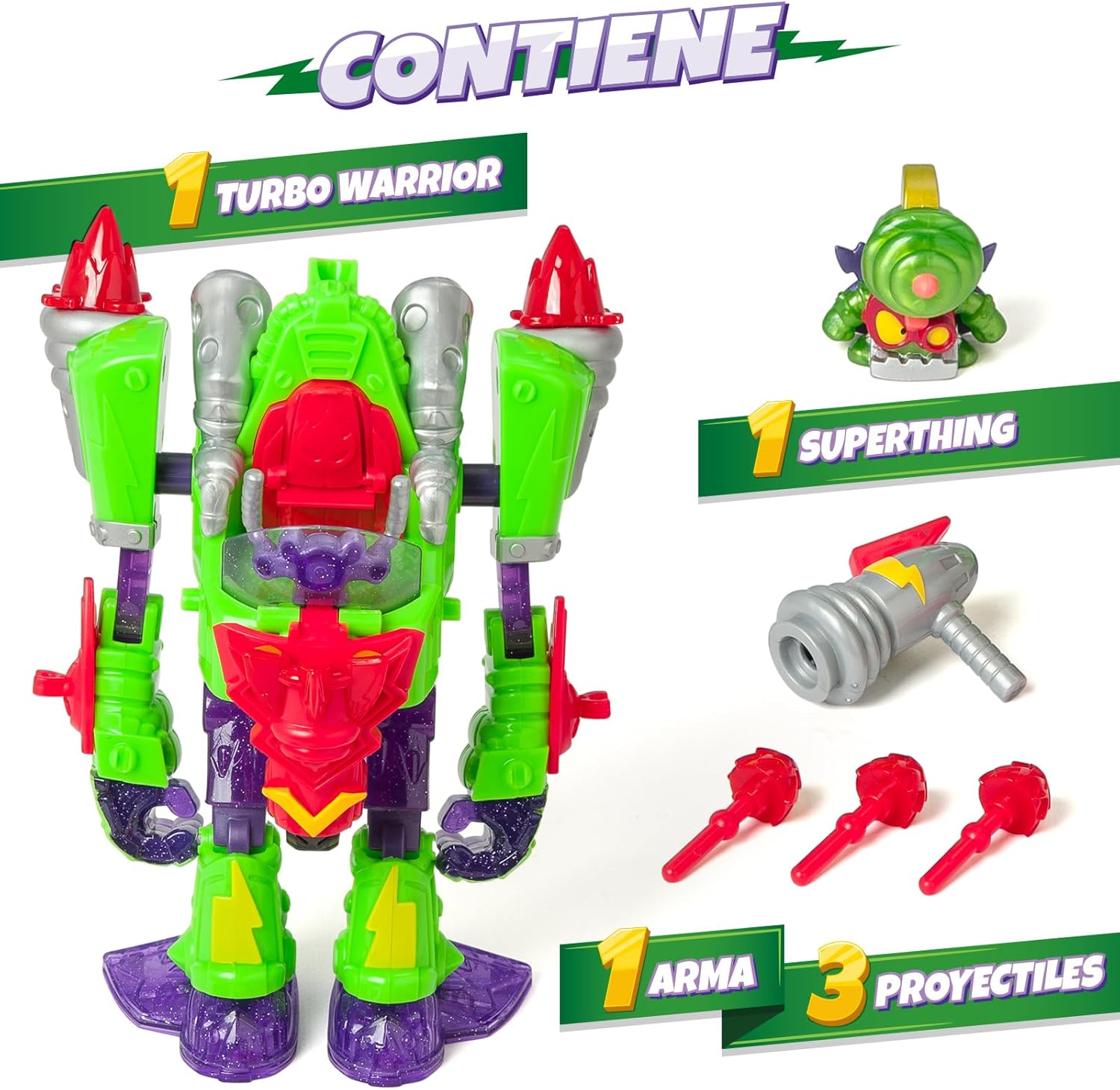 Imagen del producto - SUPERTHINGS Turbo Warrior Speed –Robot transformable. El Robot se transforma en un Coche. Incluye 1 Turbo Warrior, 1 Accesorio Exclusivo y 1 SuperThing Exclusivo