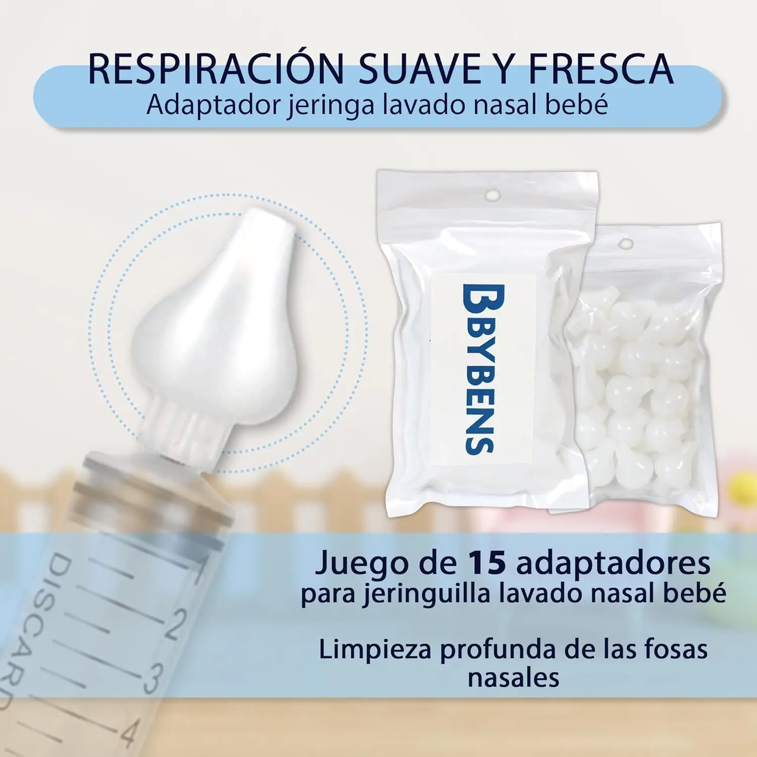 15 Adaptadores - Adaptador jeringa lavado nasal bebe - Lavado nasal bebe - 100% seguro - Adaptador . jeringa lavado nasal bebe de alta calidad.