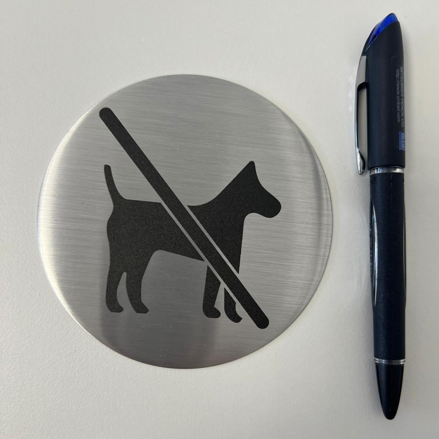 Imagen del producto - LEIASA | Señal Adhesiva Prohibido Perros - Grosor 0.6 mm - Diámetro Ø 100 mm - Aluminio - Señalización No Perros - Signo Prohibido Perros