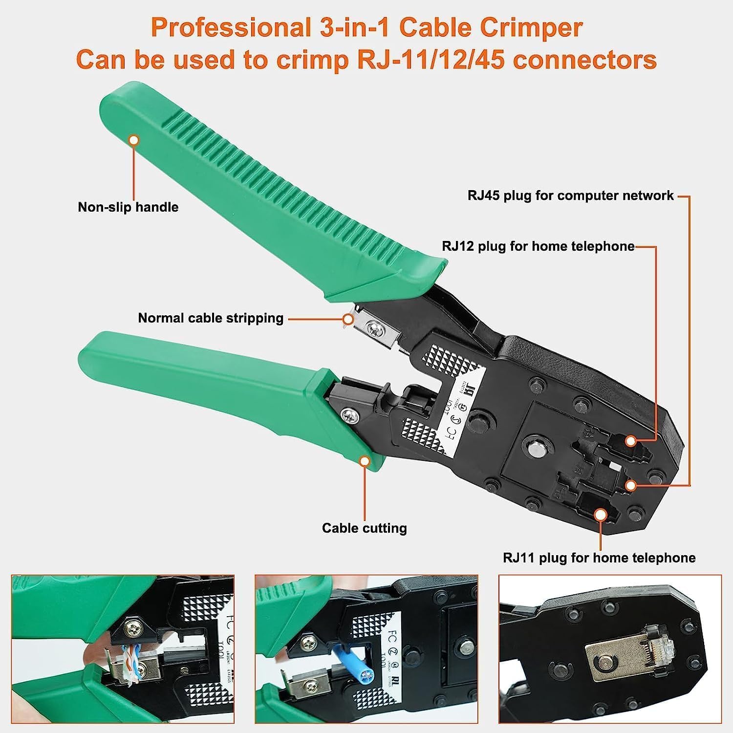 Imagen del producto - Weiope Comprobador de Cable de Red RJ45 Network Tool Tester Kits Red Profesional Mantenimiento de la Computadora LAN Tester 9 en 1 Herramientas Red de Reparación