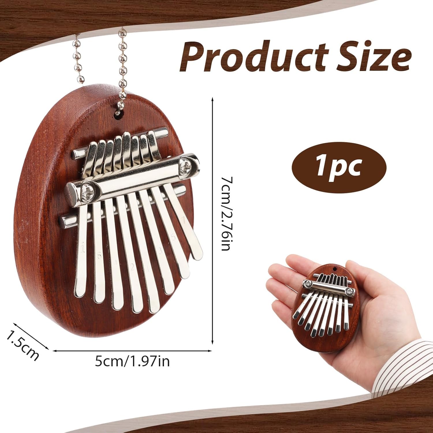 Imagen del producto - Buysow Mini Kalimba de 8 Teclas, Mini Piano de Pulgar Marimbas con Colgante Cordón, Instrumento Musical Kalimba para Principiantes Niños y Aduitos