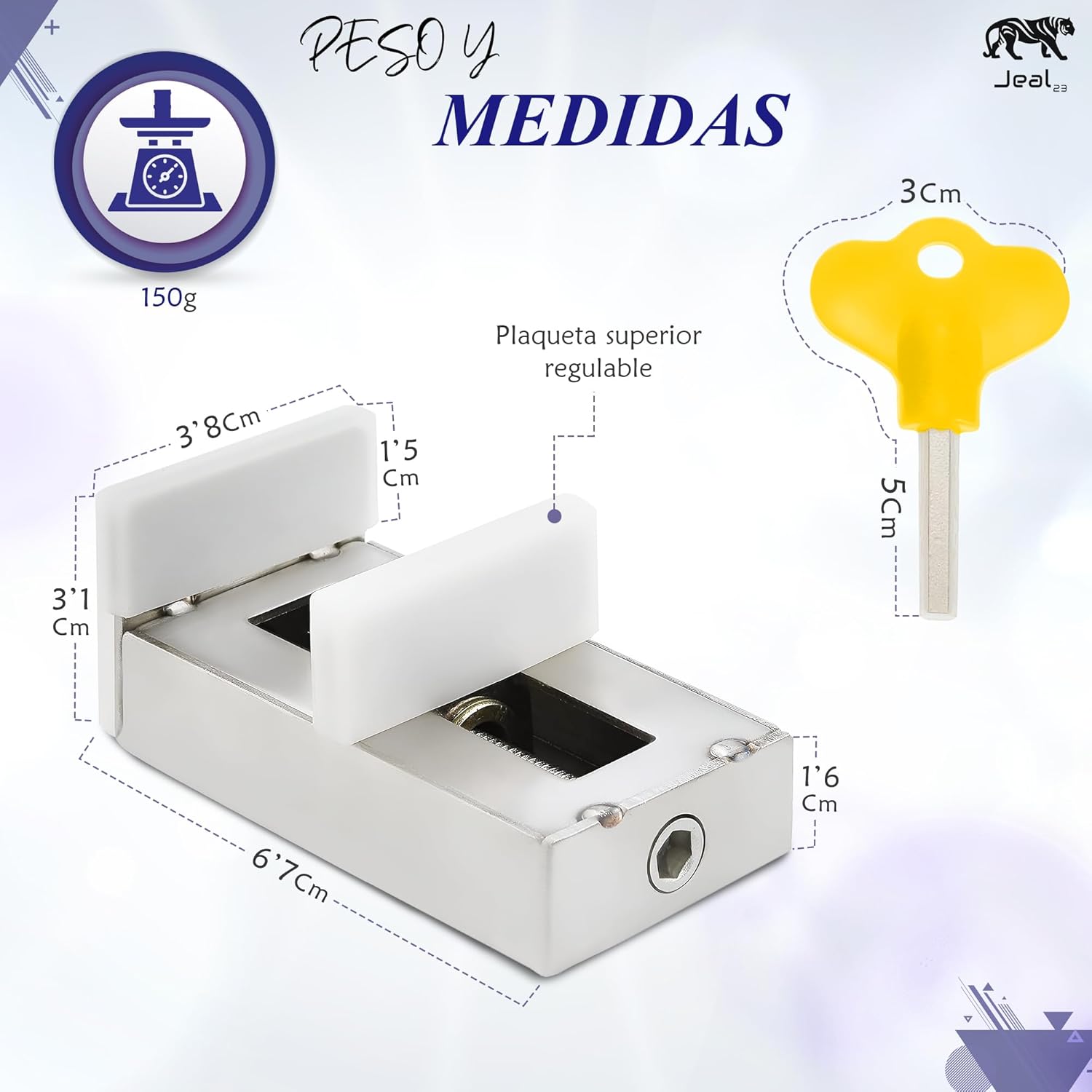 Imagen del producto - JEAL23 Pack 3 PCS Cierre Ventana Corredera | Cerradura Puerta Corredera de Aluminio | Seguridad Ventanas Niños