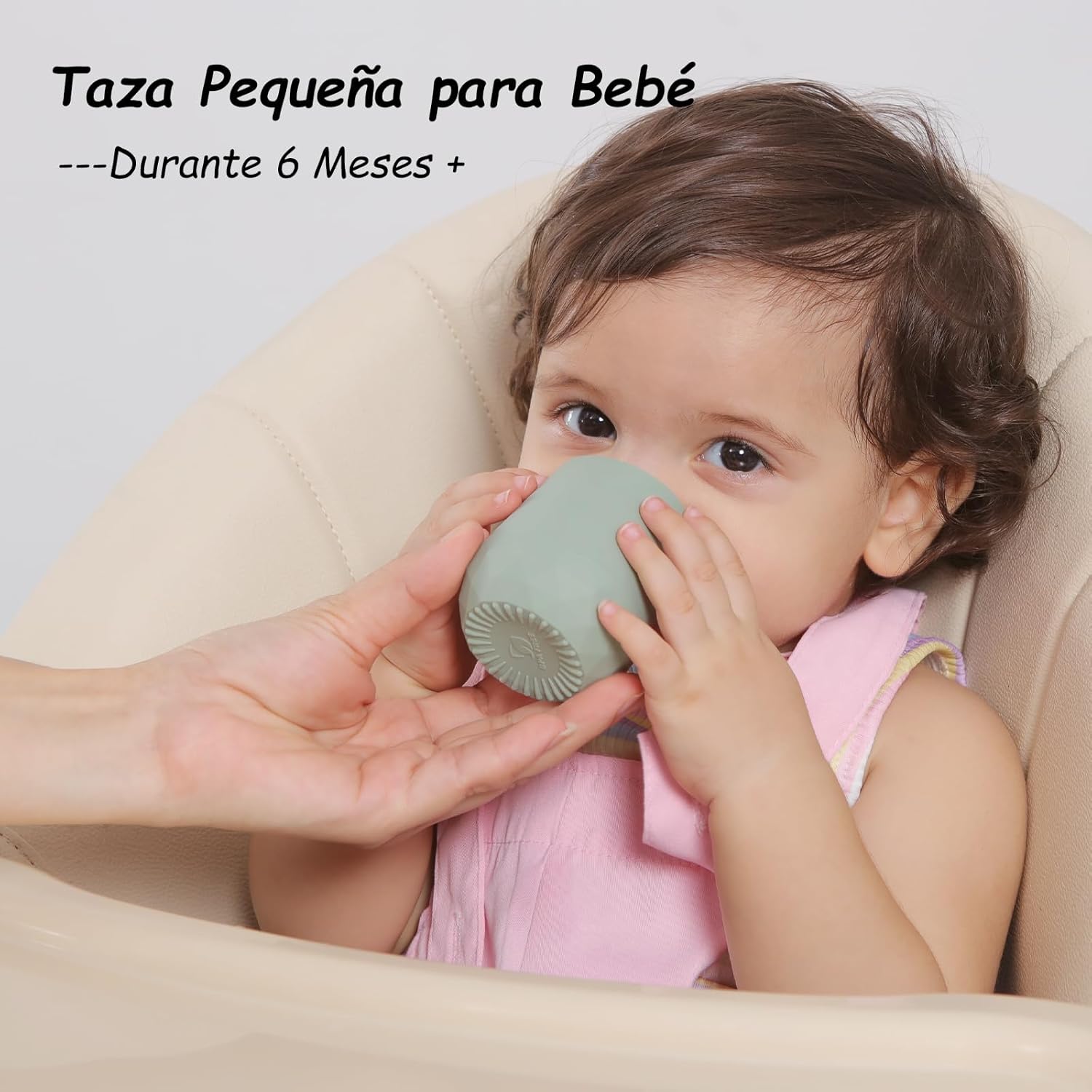 Seposeve Vaso Aprendizaje Bebe Silicona, Paquete de 2 Vaso Agua Bebe para 6-12 meses, Botella Agua Bebe 1-2 año, Tiny Open Vaso Antiderrame Bebe, con Marcas de Capacidad, Verde Azul