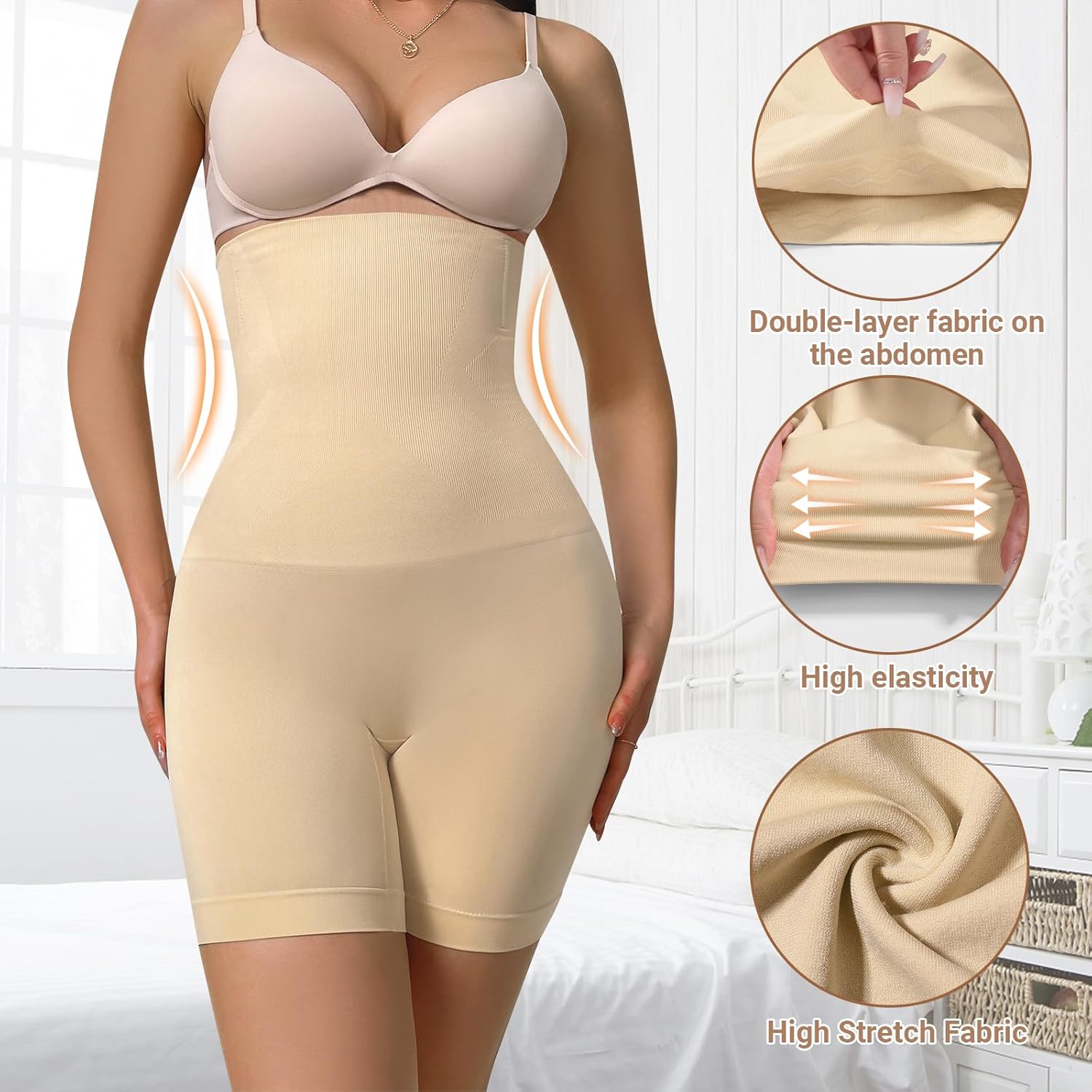 Imagen del producto - Niwicee Braga Faja Reductora Mujer Pantalones Cortos Adelgazante Braguitas Moldeadoras Cintura Alta Control de Braga Postparto Body Moldeador Faja Colombiana Shapewear