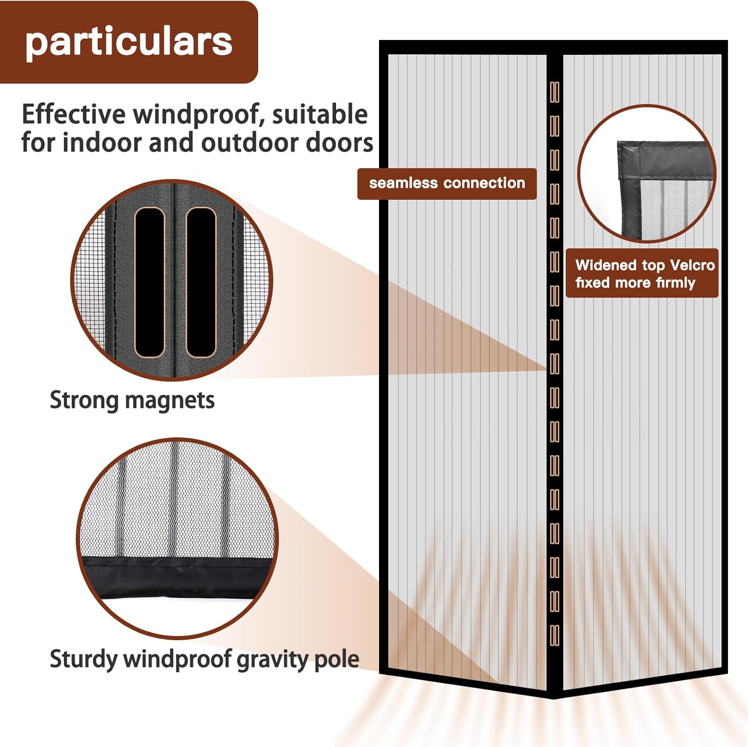 Imagen del producto - Mosquitera Puerta Magnetica 90x210cm,Cortinas para Puertas Exteriores Sin Taladrar,Anti Mosquito Insecto Mosquiteras,Cortina Antimosquitos para Sala De Estar,Balcón,Patio