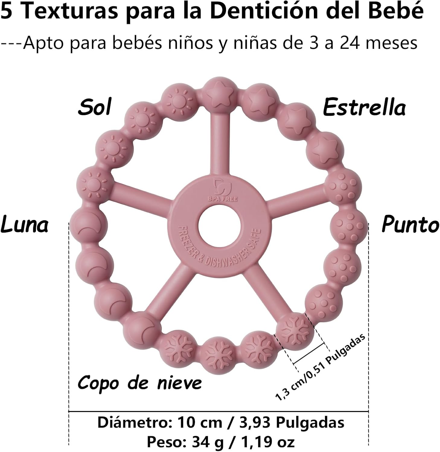 Imagen del producto - Mordedor Bebe Refrigerante, Seposeve Paquete de 3 Silicone Juguetes Bebes 0-6 meses, Mordedores para bebés 6-12 meses 12-24 meses, Juguete Fácil de Agarrar, SIN BPA, Púrpura Rosa Blanco