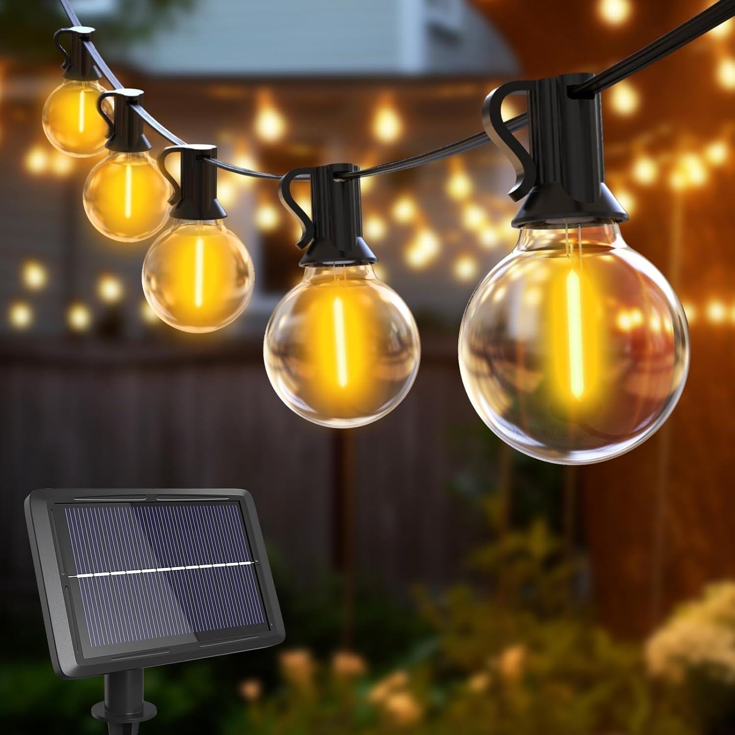 btfarm Guirnaldas de Luces Solares IP65 – 23M, 30+3 Bombillas LED G40