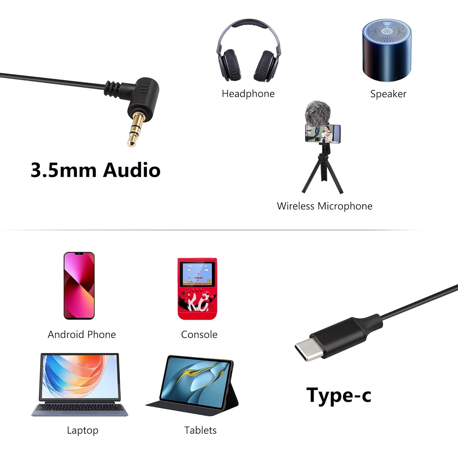 Imagen del producto - Xahpower Cable Micrófono de 3,5mm TRS a USB C, Cable Audio Compatible con Rode Dji Moma Micrófono Android Smartphone