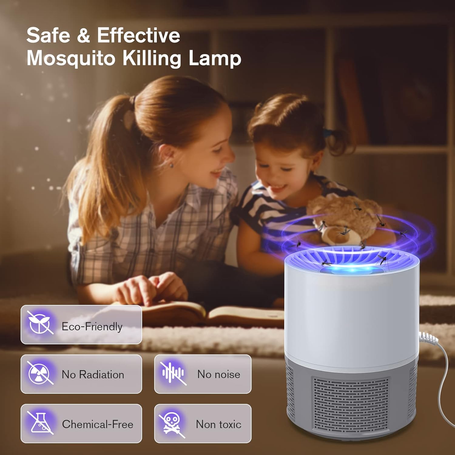 Imagen del producto - Insecticida eléctrica, USB, trampa para mosquitos, lámpara para mosquitos con luz, trampa para moscas de la fruta para cocina, interior y exterior