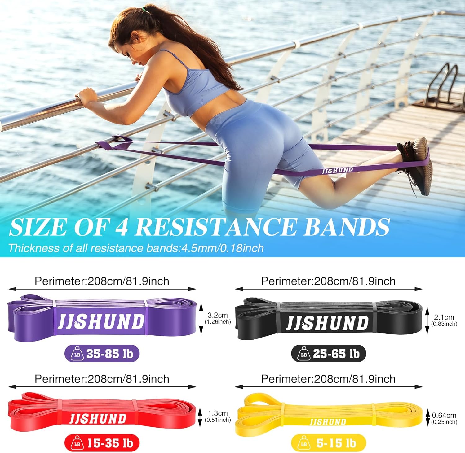 Imagen del producto - 4 Piezas Gomas Elasticas Musculacion, Bandas Elasticas Musculacion Bandas Resistencia Cintas Elasticas Musculacion para Entrenar Powerlifting Fitness Yoga