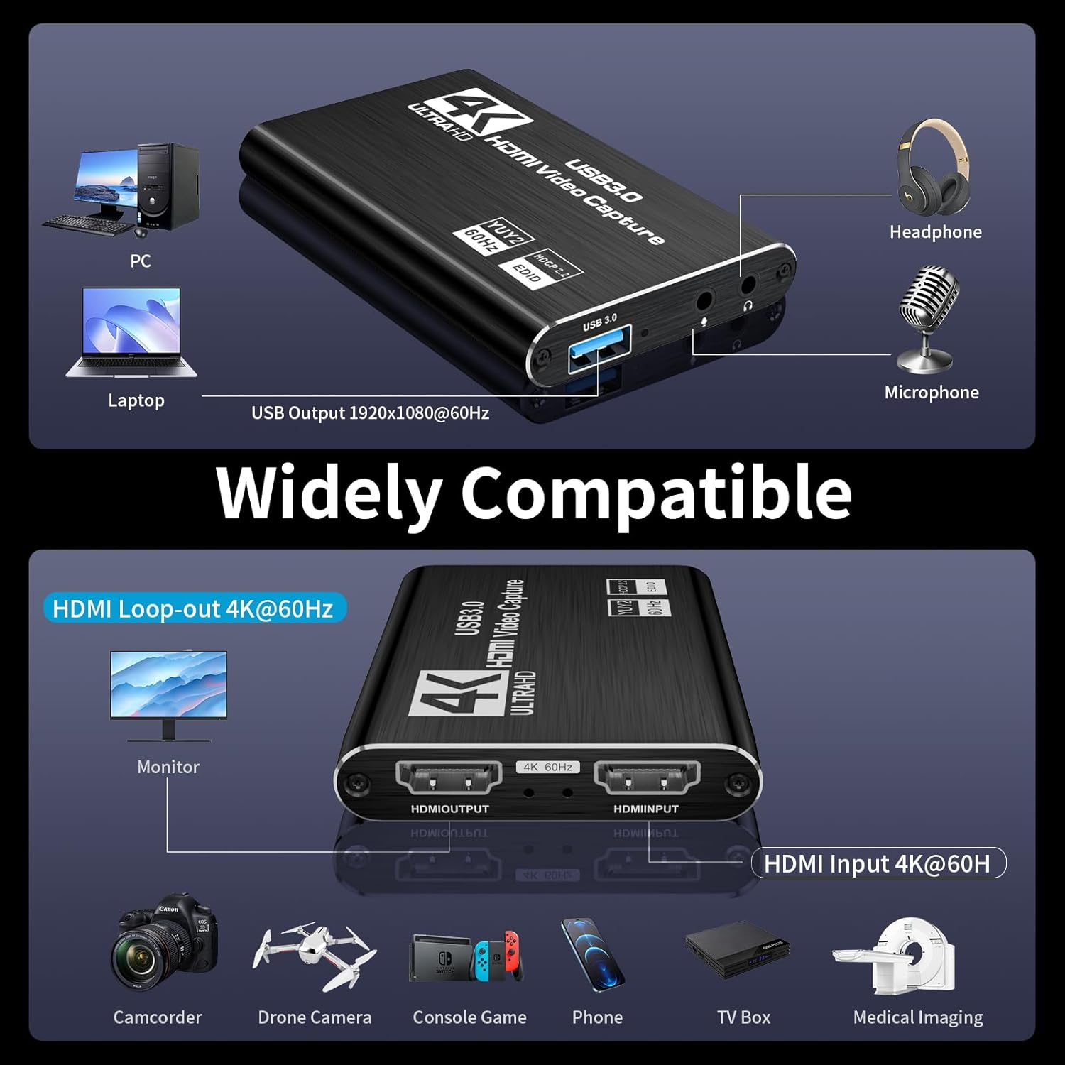 XIIXMASK: Tarjeta de Captura USB 3.0 para Videojuegos y Streaming en 4K