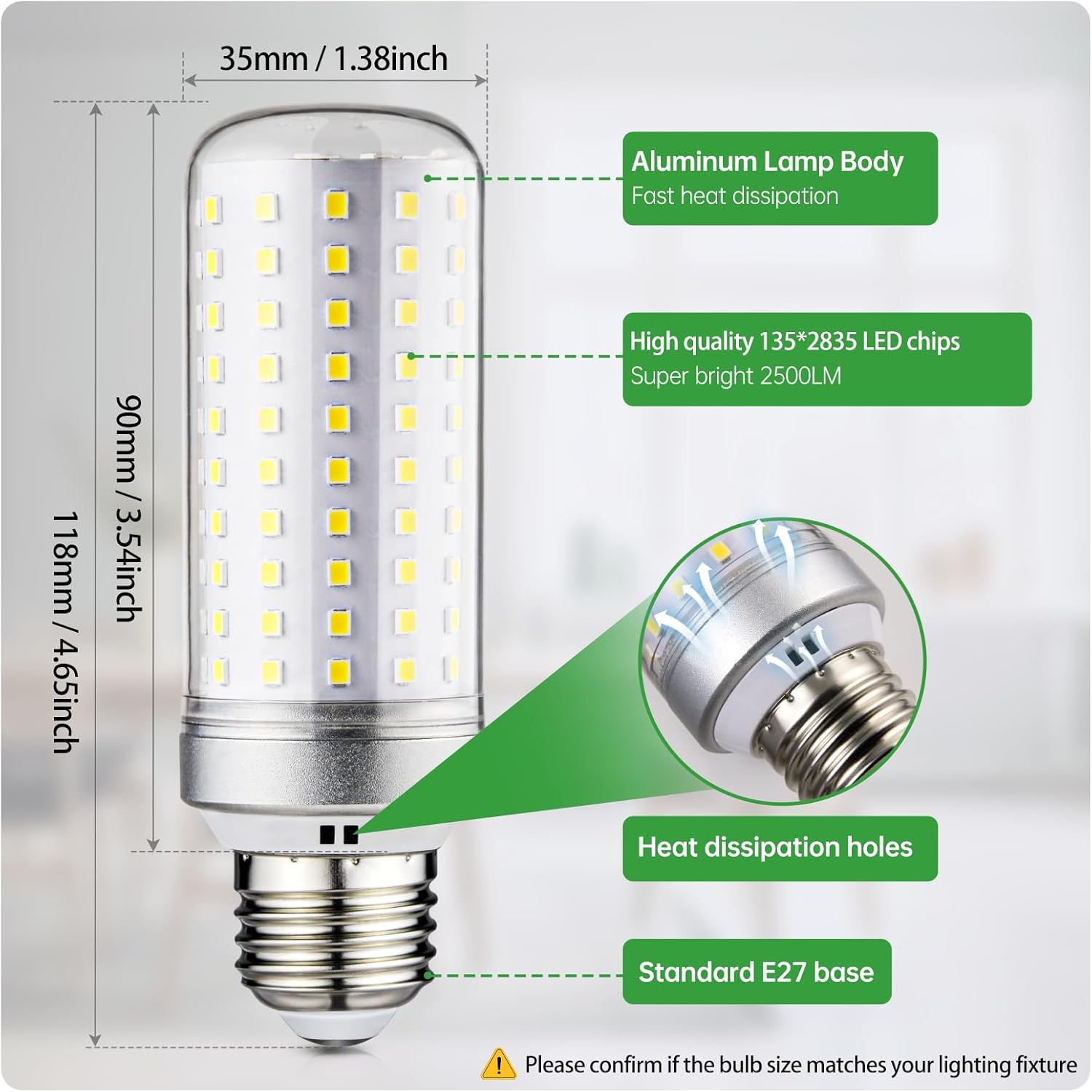 Imagen del producto - HOMEOW Bombilla LED E27 Luz Fria 6000K, 25W 2500LM Bombillas E27 LED, Equivalente a Bombillas Halógena de 200W, Lampadas Led Maiz E27 Ahorro de Energía, AC 220-240V, Pack 4