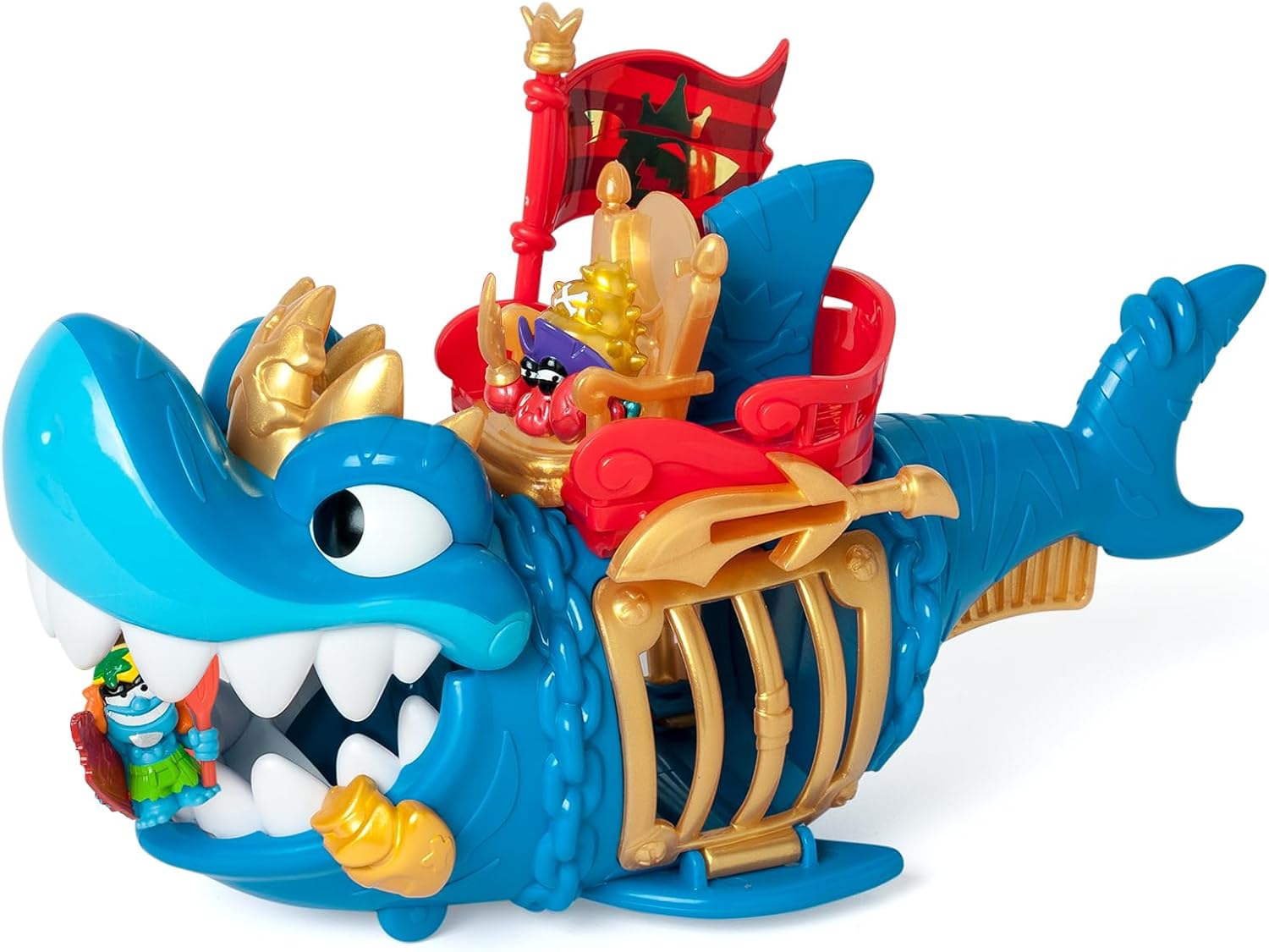 Imagen del producto - PIRATIX ADVENTURE WORLD King Shark– Tiburón articulado, con una Jaula para capturar a los Piratix rivales. Incluye 1 tiburón, 1 Tesoro Exclusivo, 1 Piratix Exclusivo y 1 Accesorio