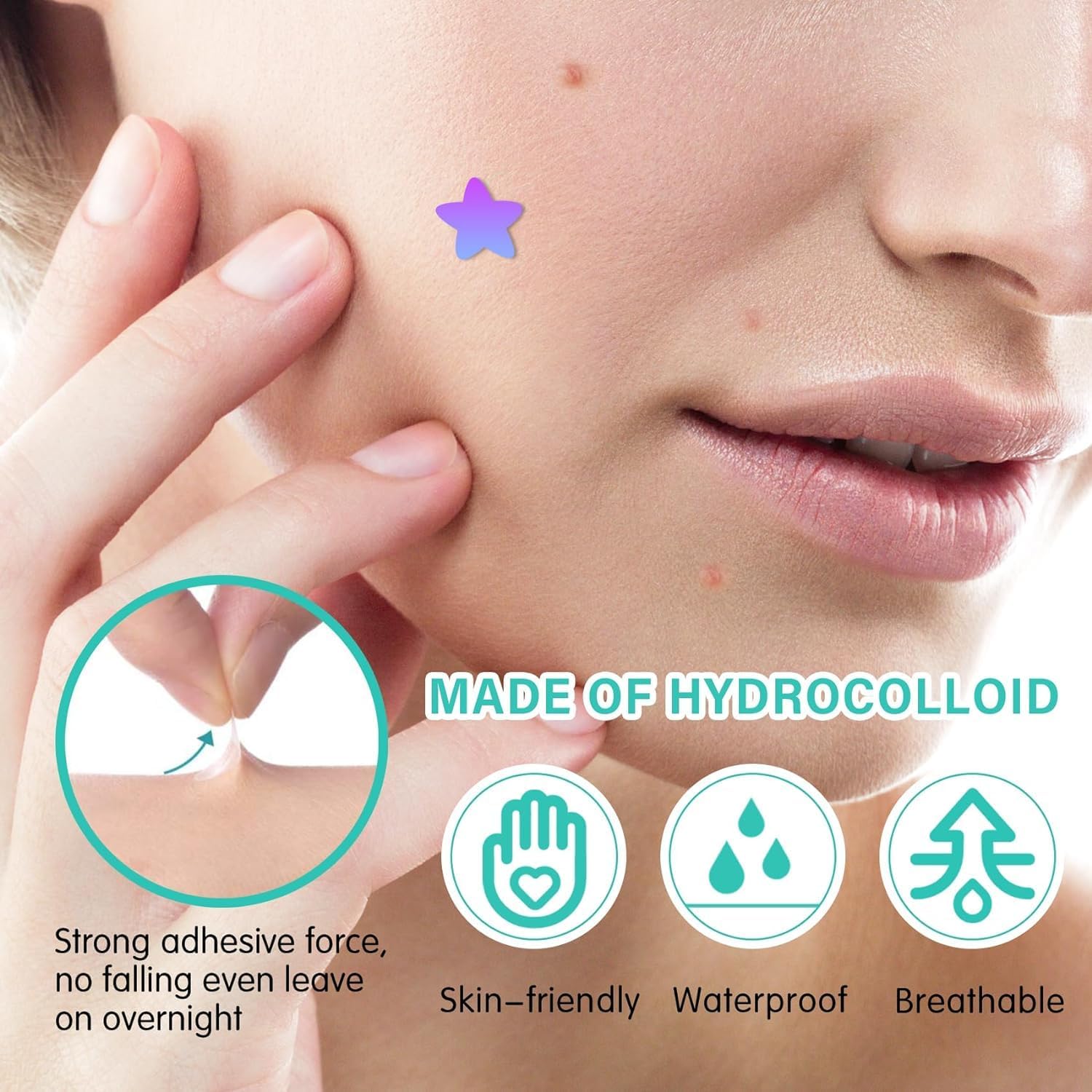 Imagen del producto - Parches Granos 240 Piezas - Pimple Patches Estrella Hidrocoloides Con Aceite Árbol De Té Y Ácido Salicílico, Utilizar Día y Noche Acne Patch, para el Acné Espinillas Puntos Blancos