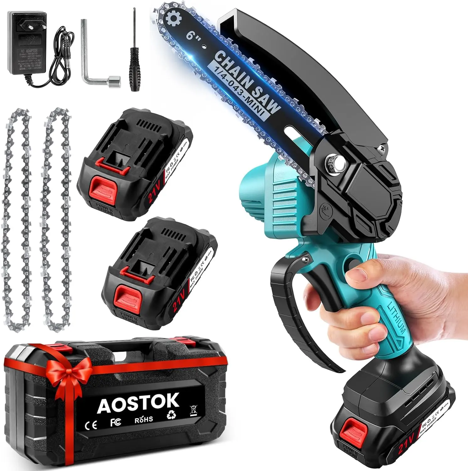 AOSTOK Mini Motosierra de Batería de 6 Pulgadas: Compacta, Eficiente y Potente